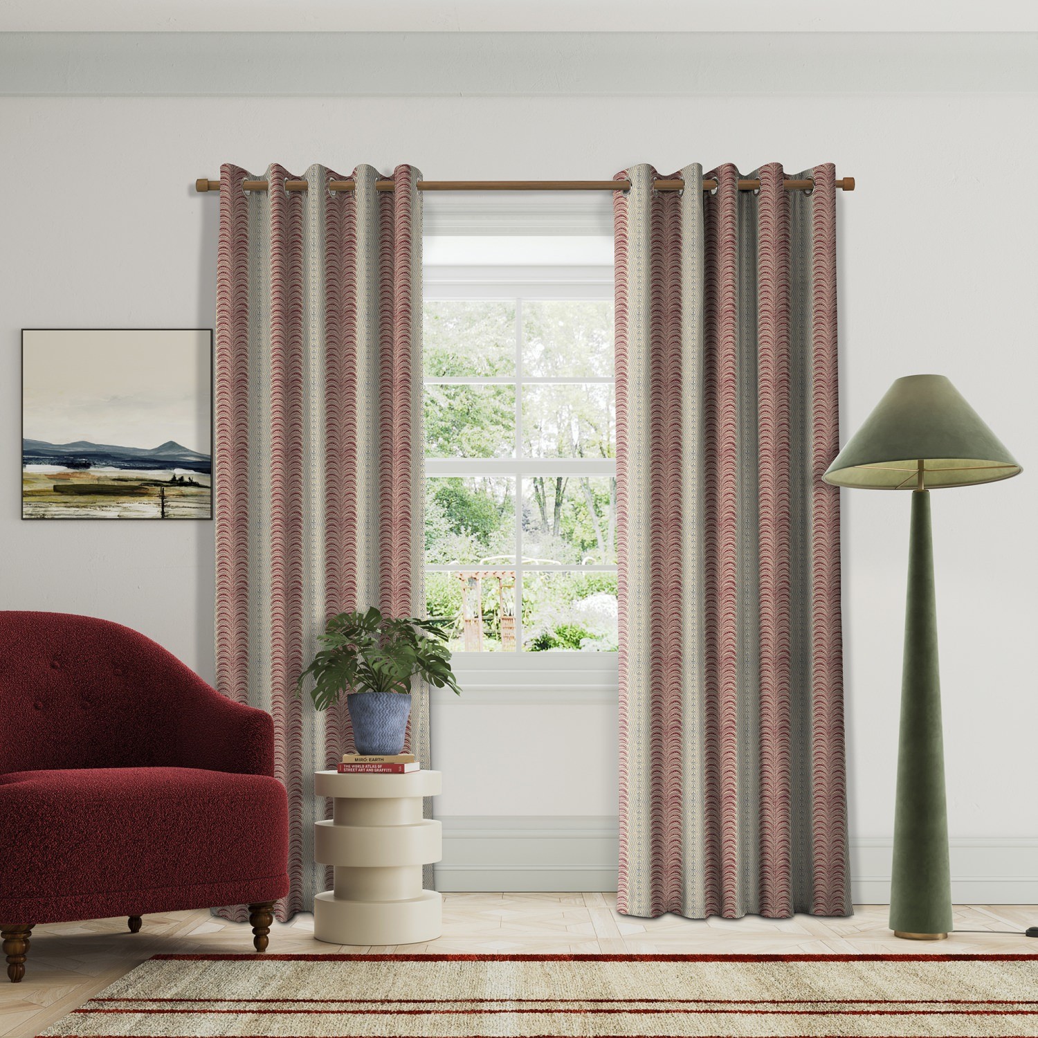 land & shore stripes fintra stripe red blue curtains