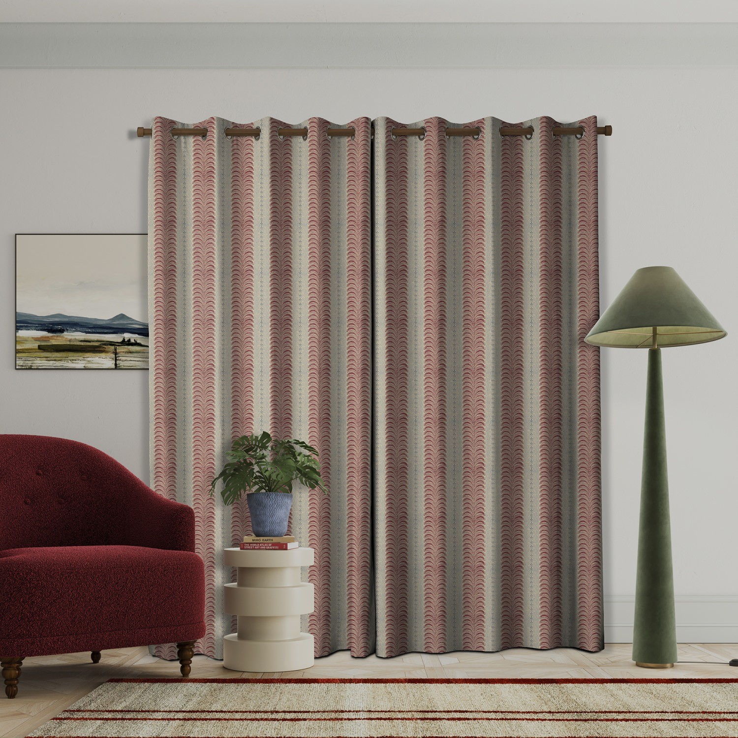 land & shore stripes fintra stripe red blue curtains