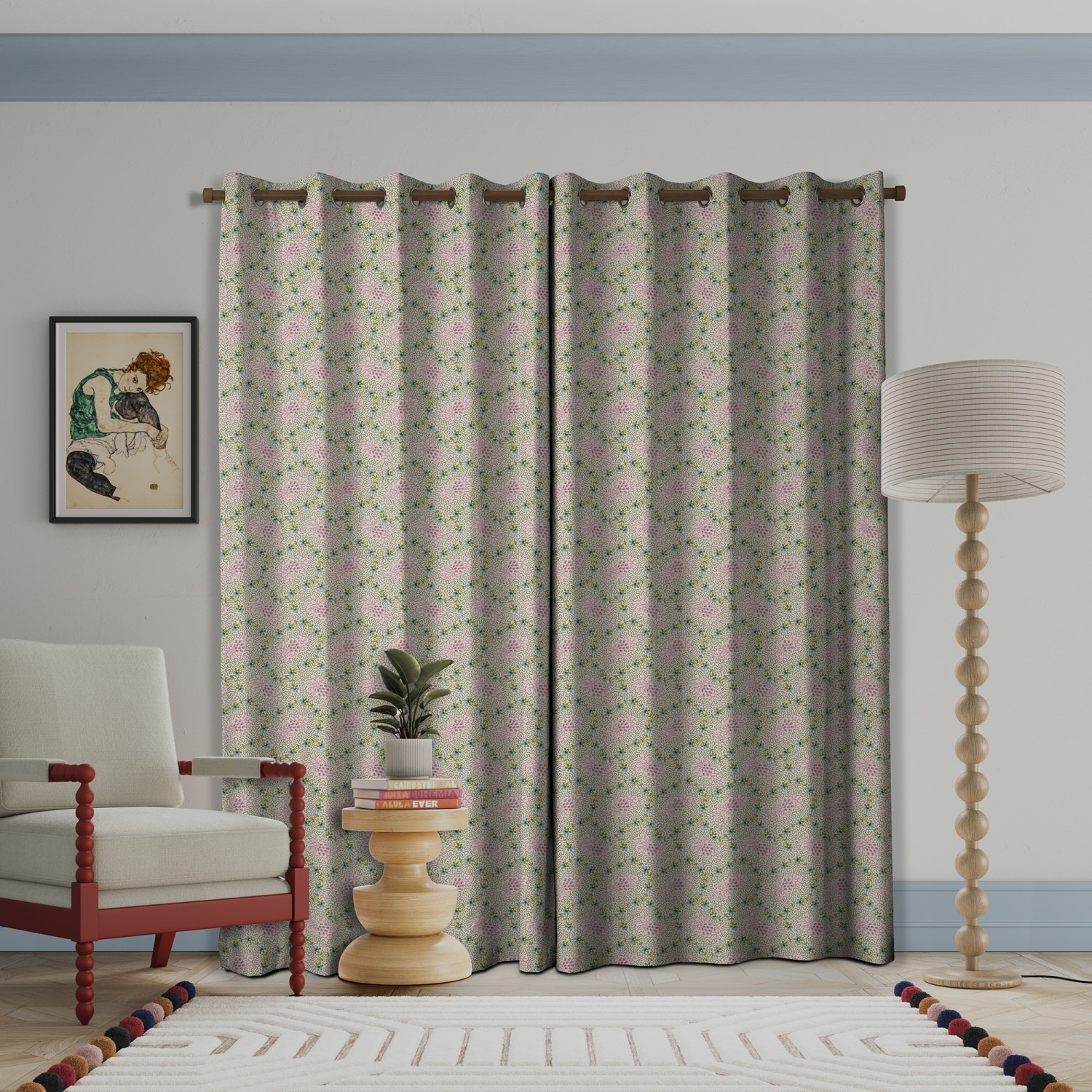 land & shore floral lorie multi curtains