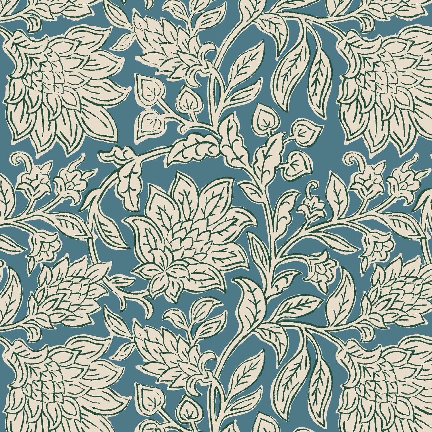 land & shore floral rowallane teal curtains