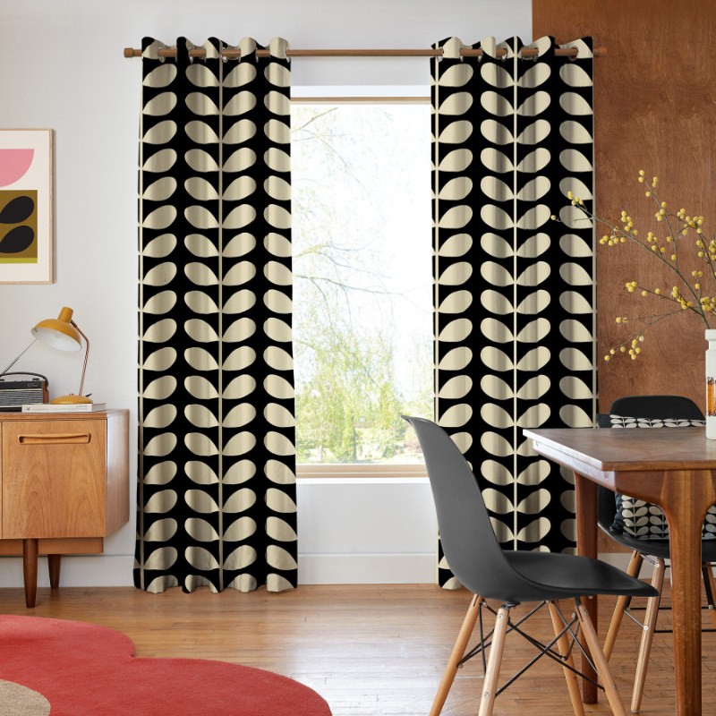 Orla Kiely Jumbo Solid Stem Black Curtains