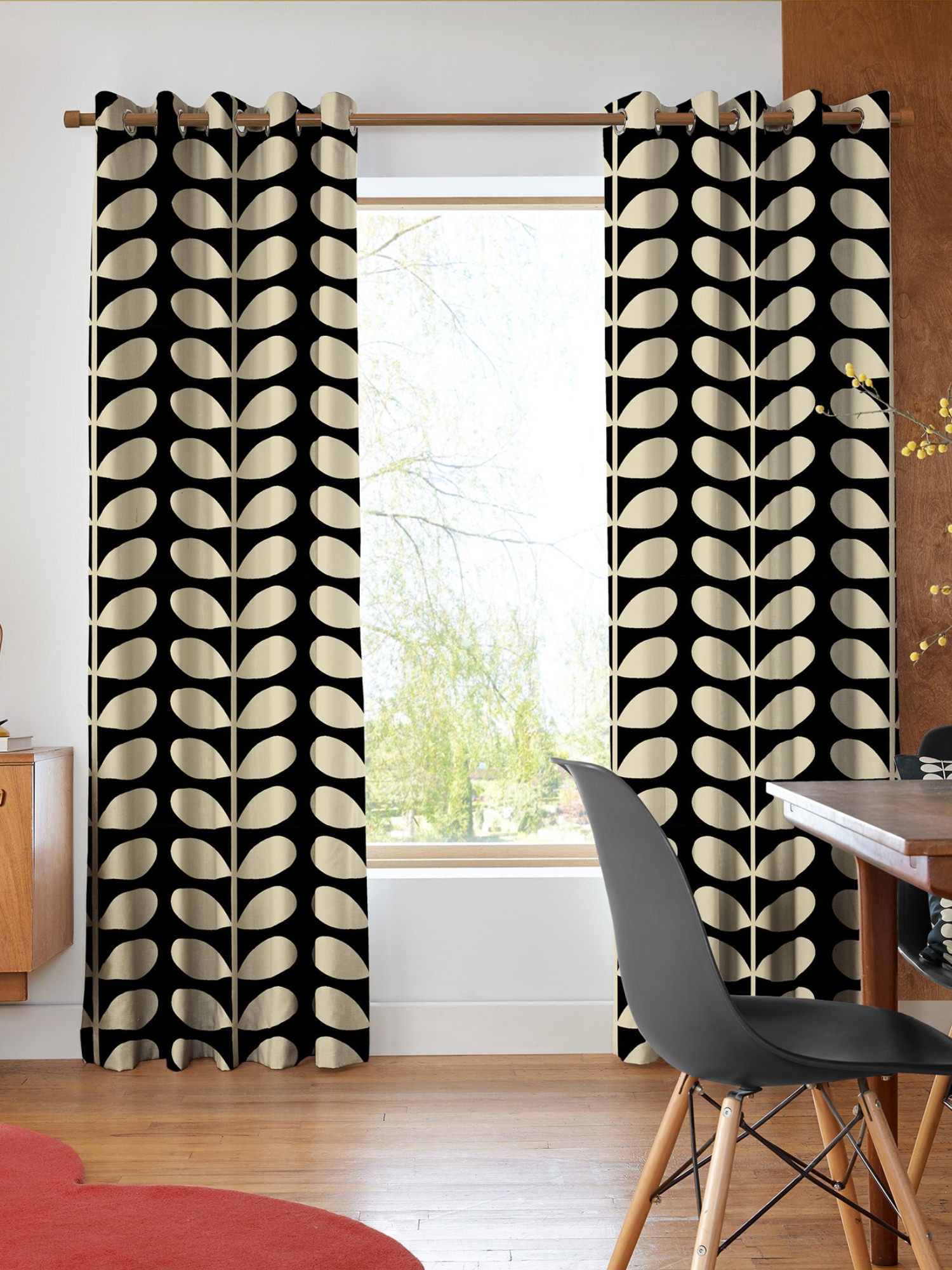 orla kiely jumbo solid stem black curtains
