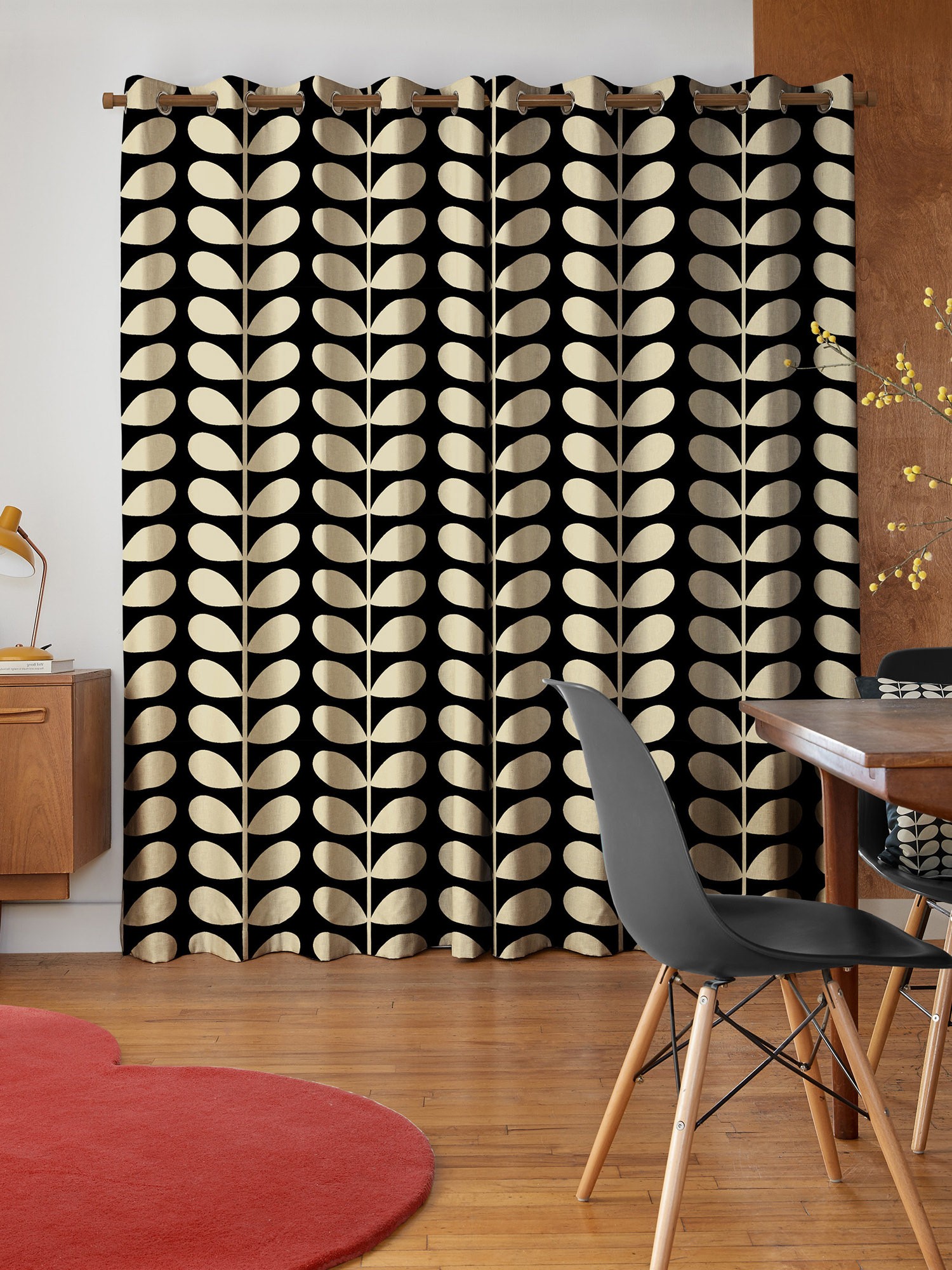 orla kiely jumbo solid stem black curtains