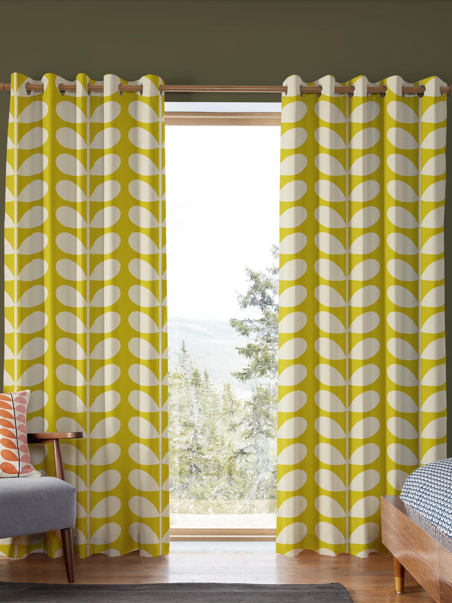 orla kiely jumbo solid stem yellow curtains