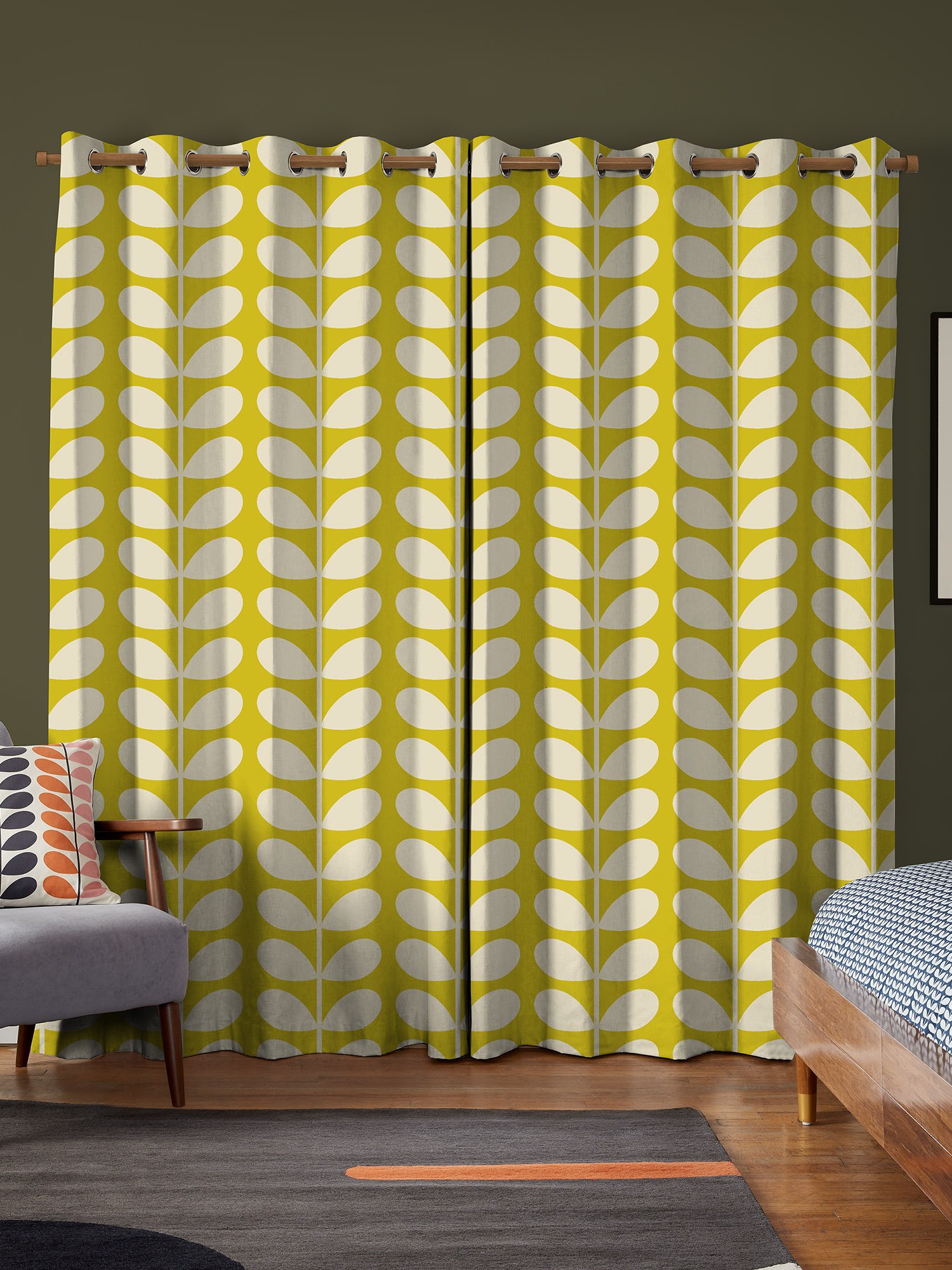 orla kiely jumbo solid stem yellow curtains