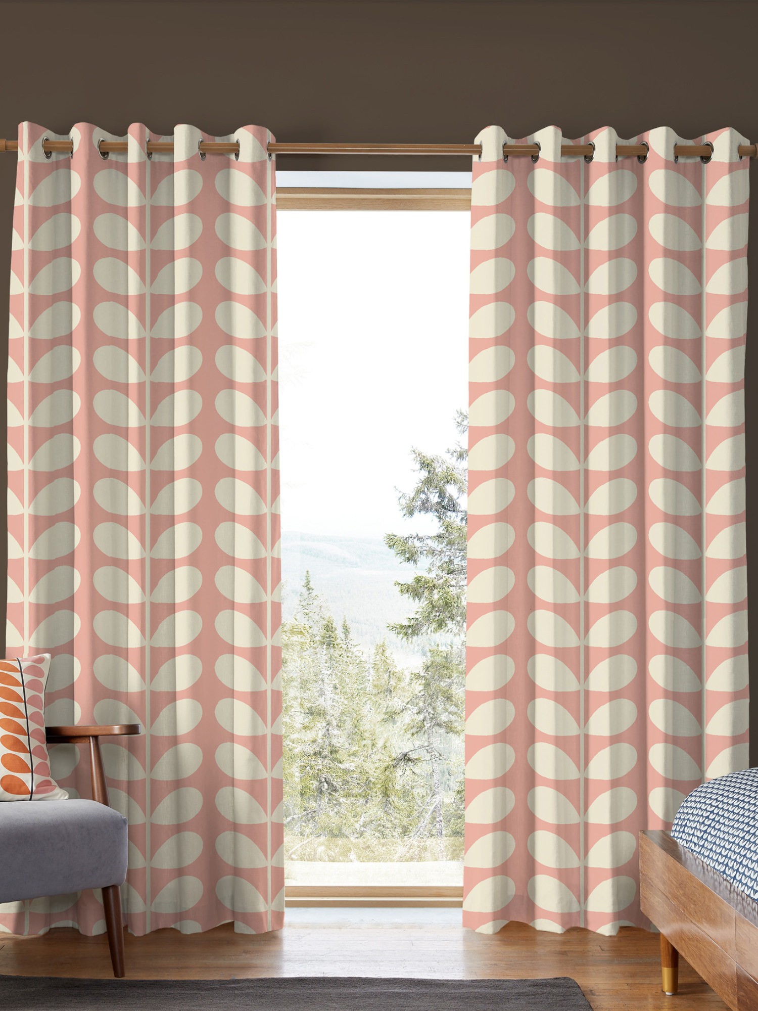 orla kiely jumbo solid stem pink curtains