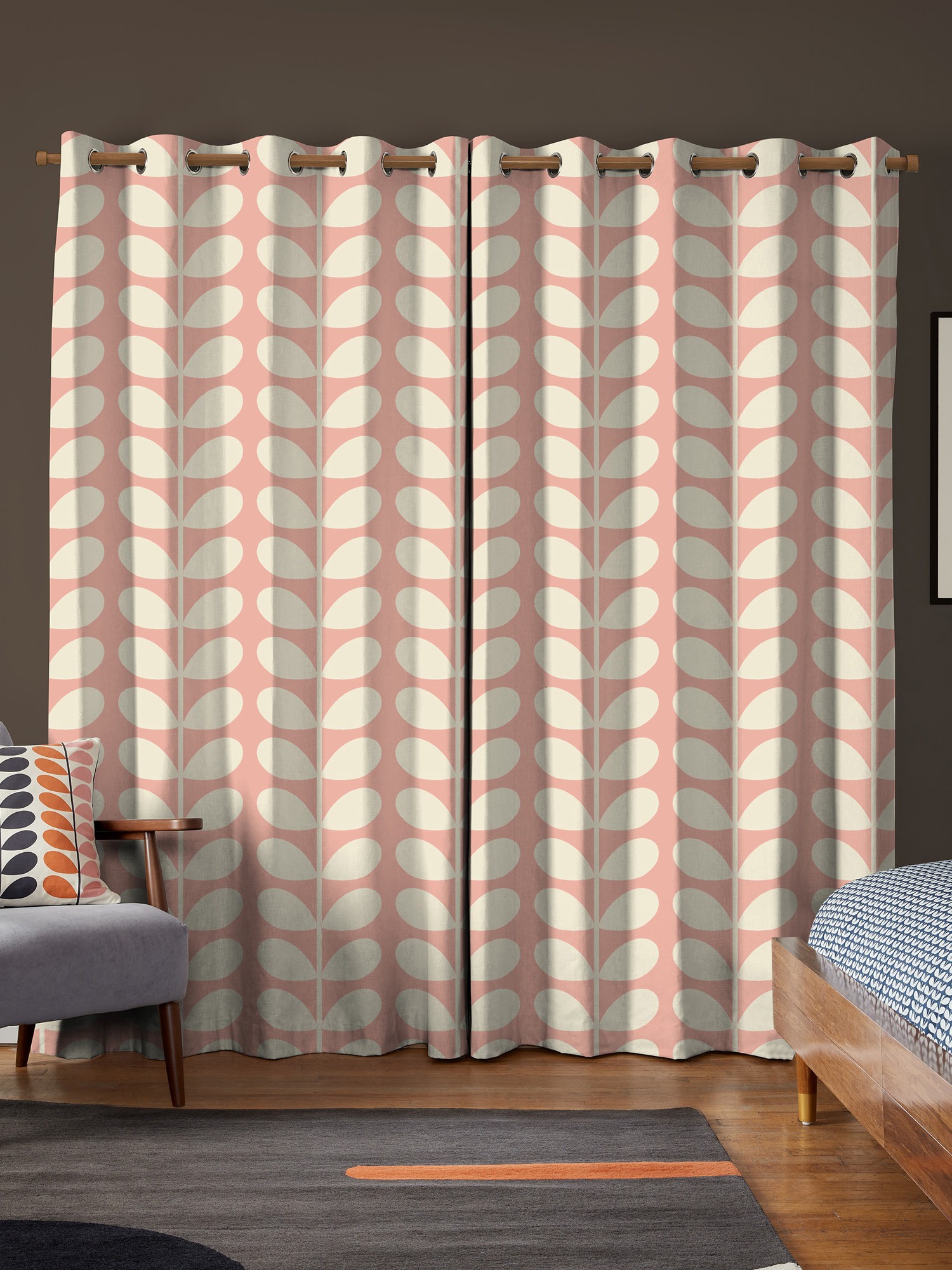 orla kiely jumbo solid stem pink curtains