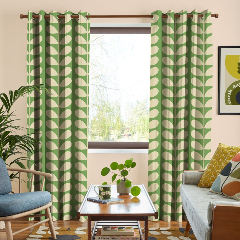 Orla Kiely Jumbo Solid Stem Green Curtains