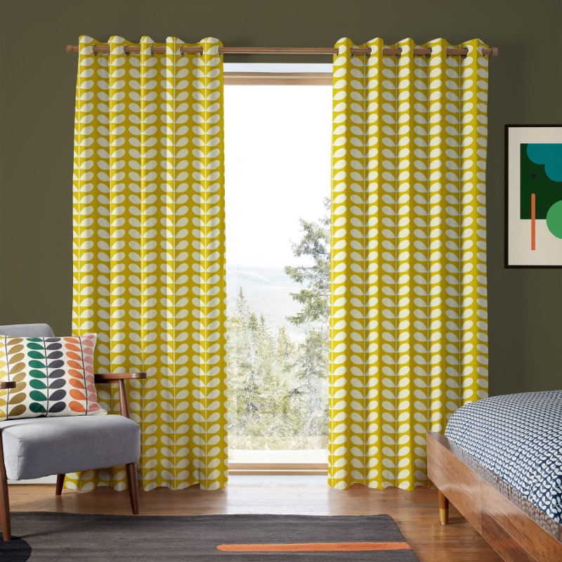 Orla Kiely Solid Stem Yellow Curtains