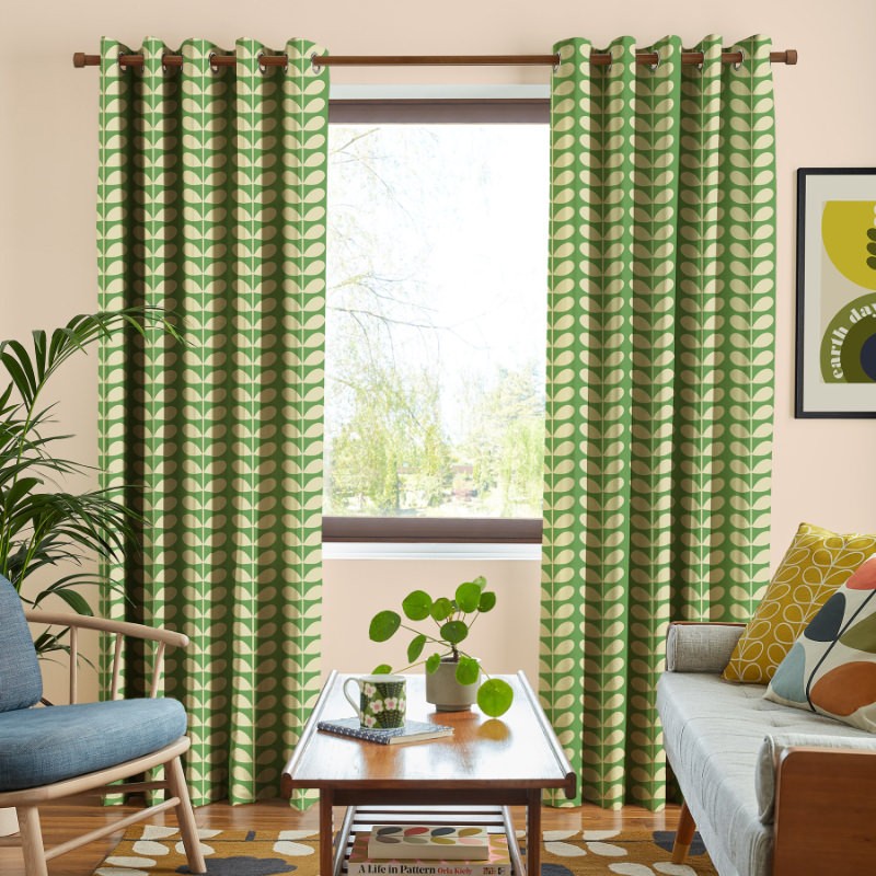 Orla Kiely Solid Stem Green Curtains