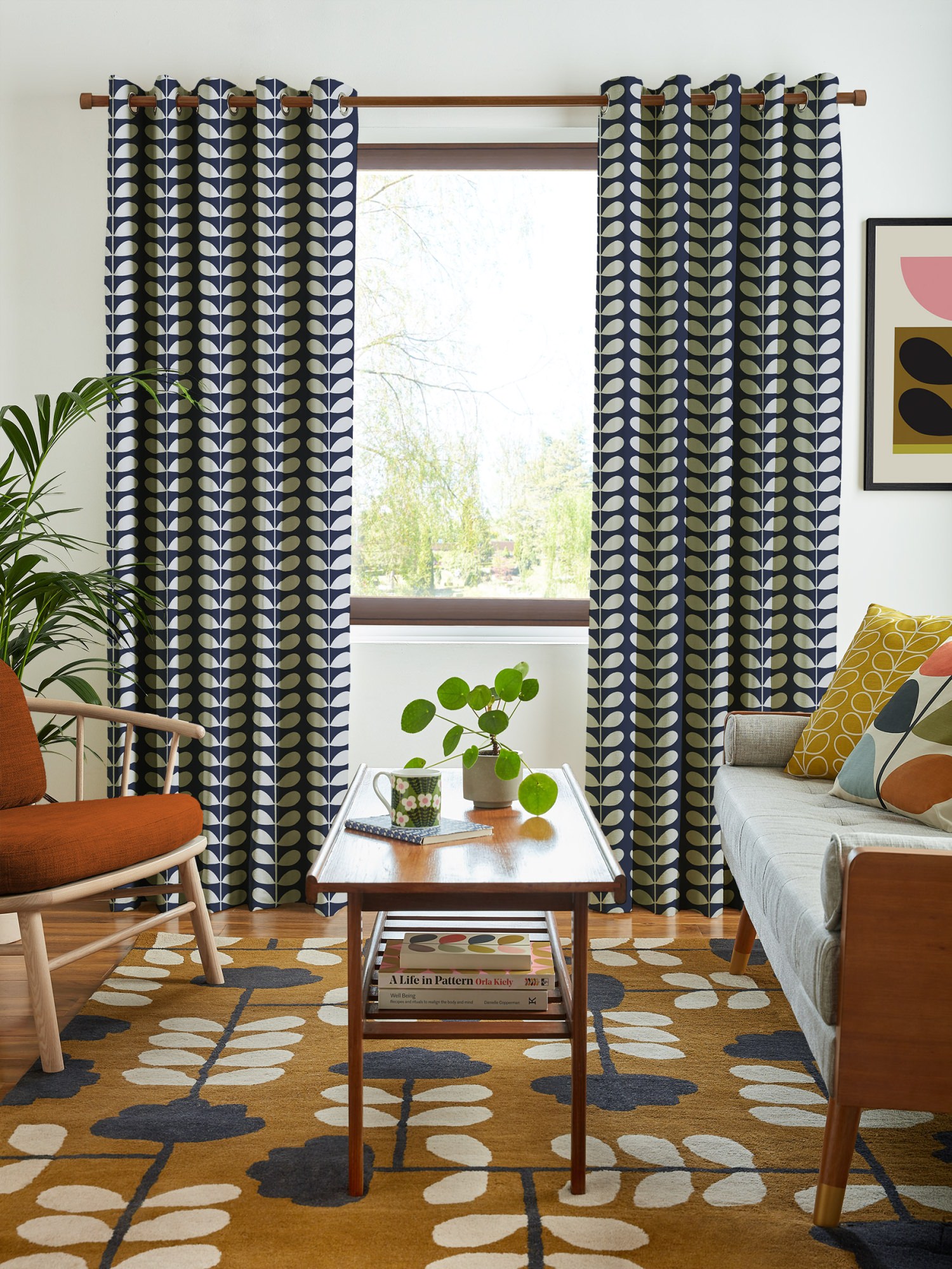 orla kiely solid stem whale curtains