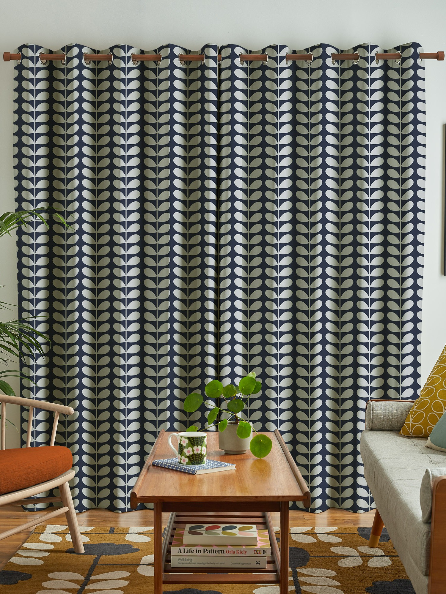 orla kiely solid stem whale curtains