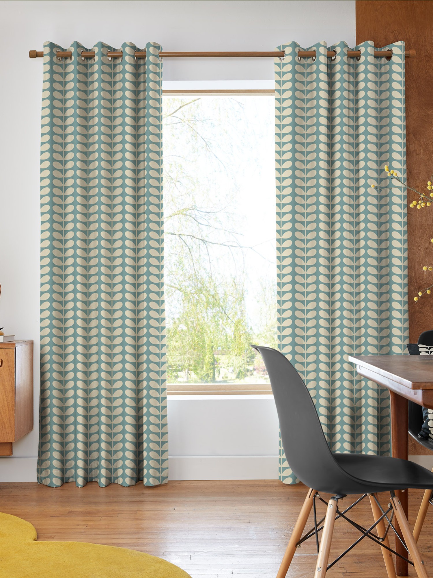 orla kiely solid stem duckegg curtains