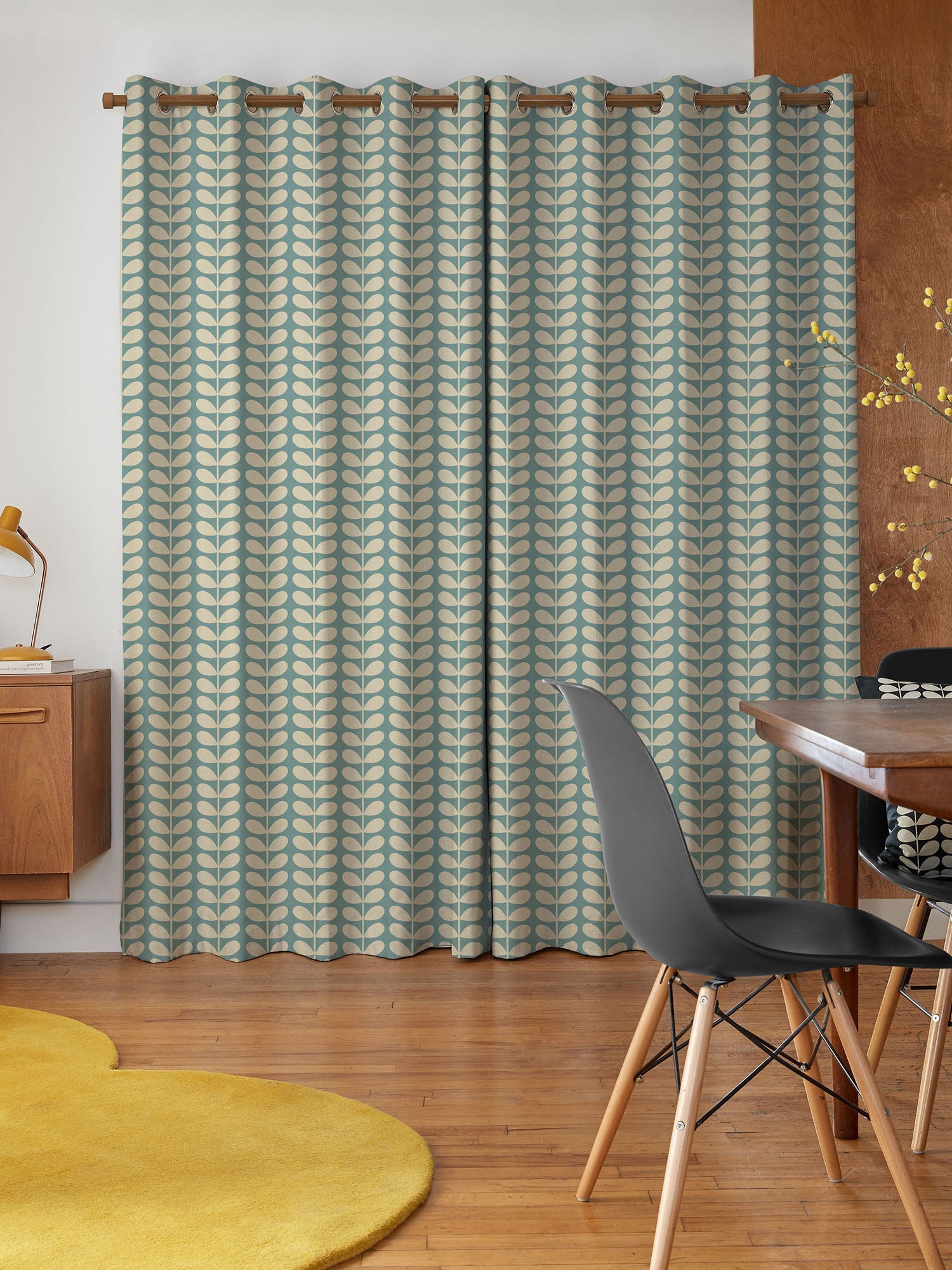 orla kiely solid stem duckegg curtains