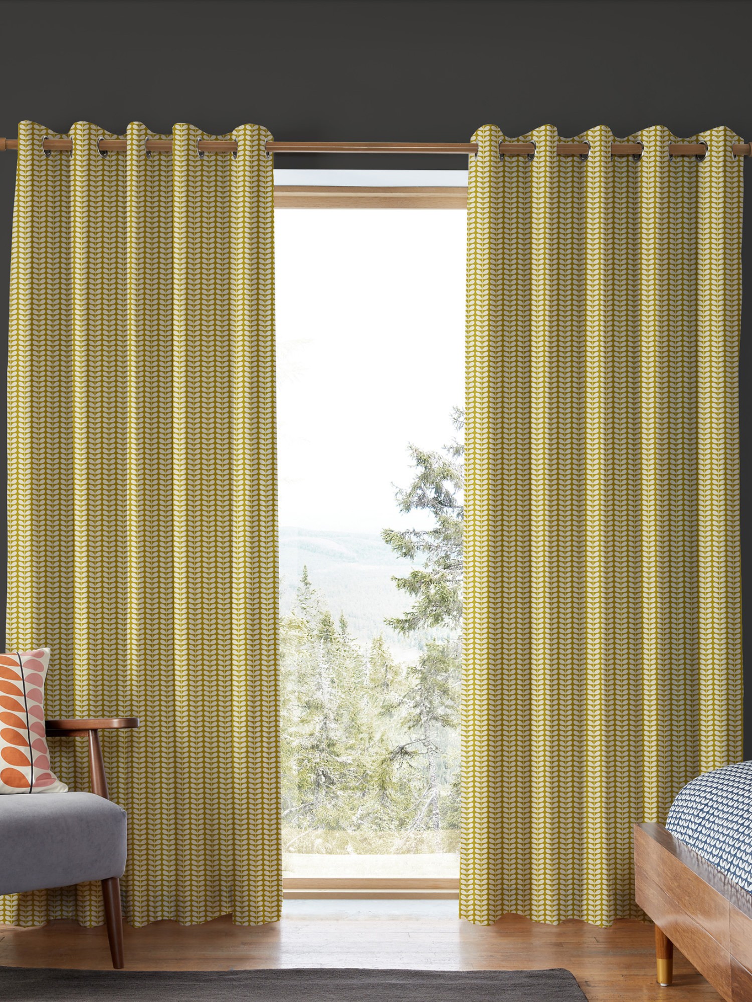 orla kiely tiny stem seagrass curtains
