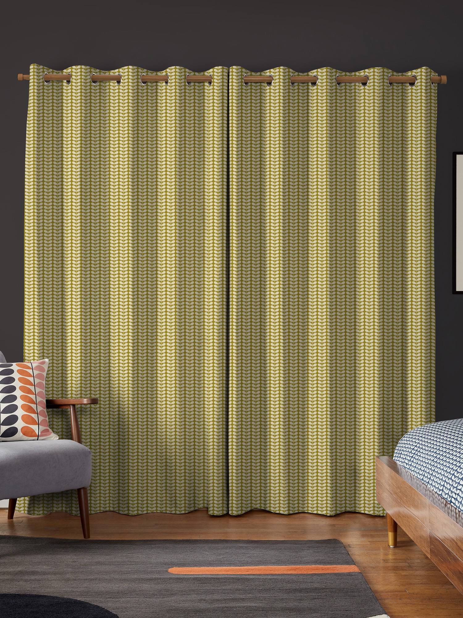 orla kiely tiny stem seagrass curtains