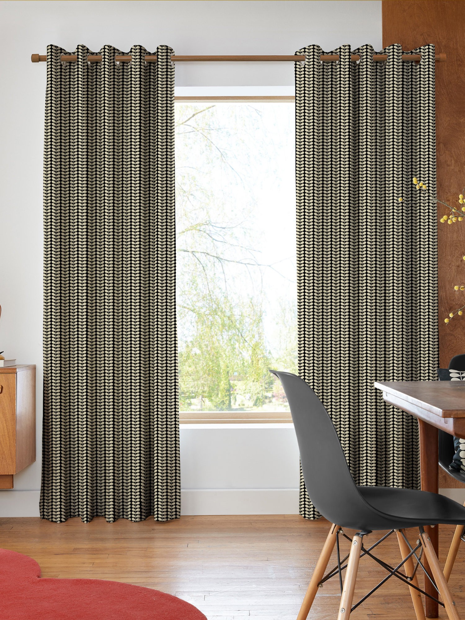 orla kiely tiny stem black curtains