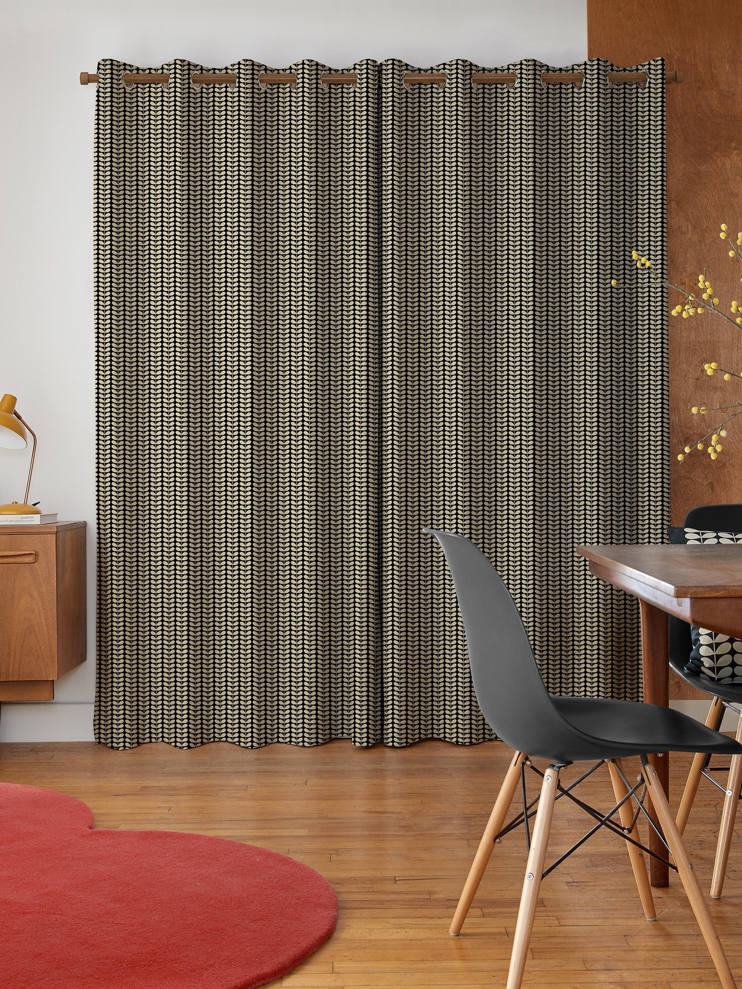 orla kiely tiny stem black curtains