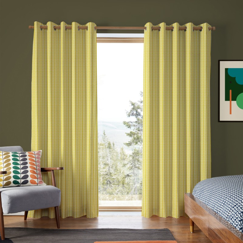 Orla Kiely Tiny Stem Yellow Curtains