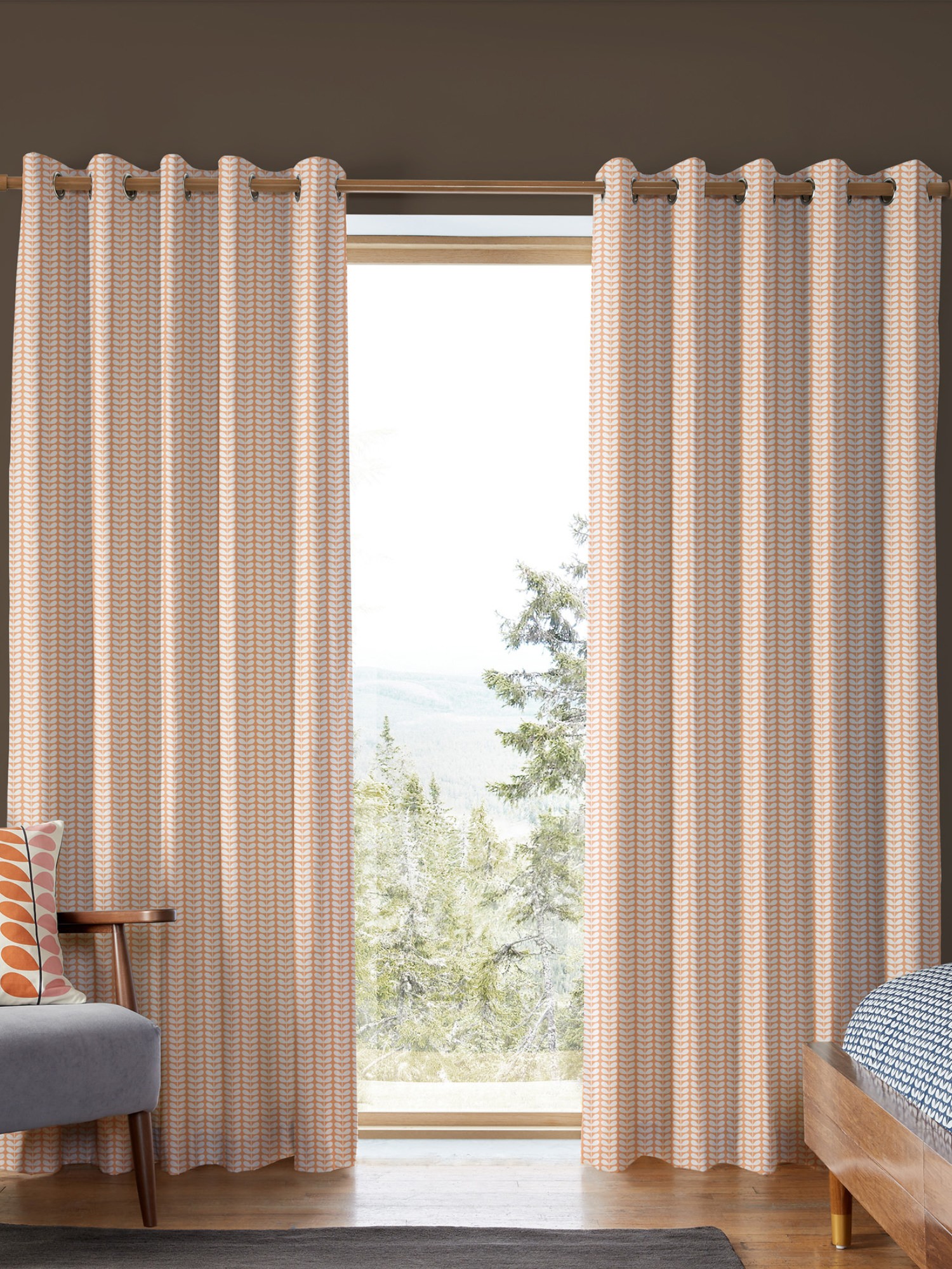 orla kiely tiny stem pink curtains