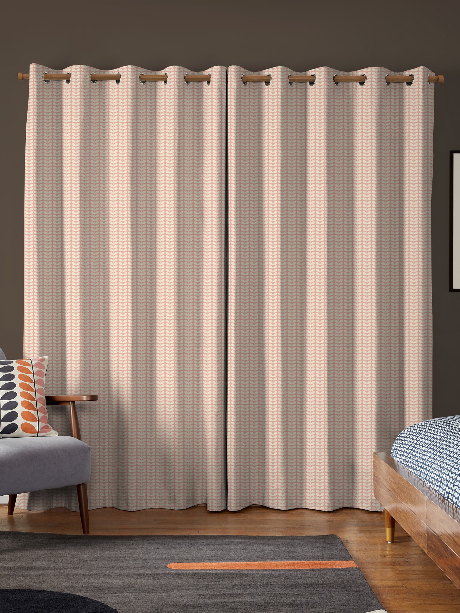 orla kiely tiny stem pink curtains