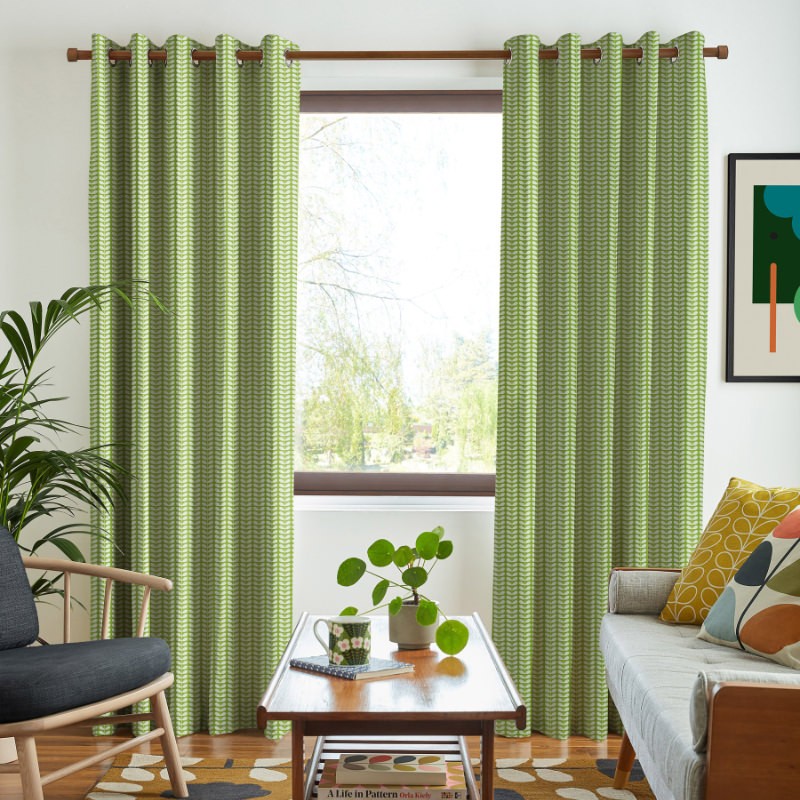 Orla Kiely Tiny Stem Green Curtains