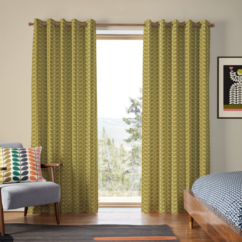 Orla Kiely Linear Stem Seagrass Curtains