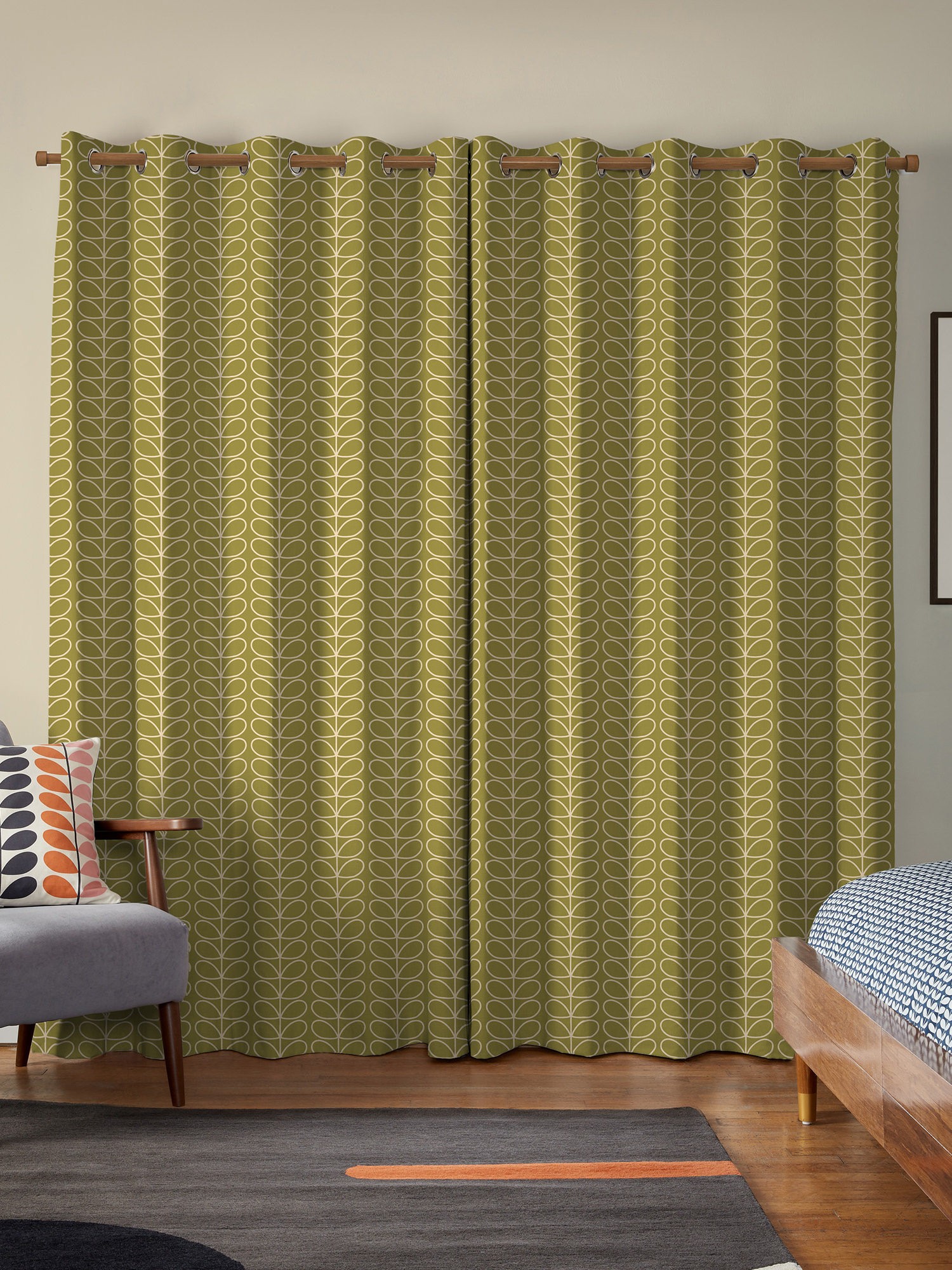 orla kiely linear stem seagrass curtains