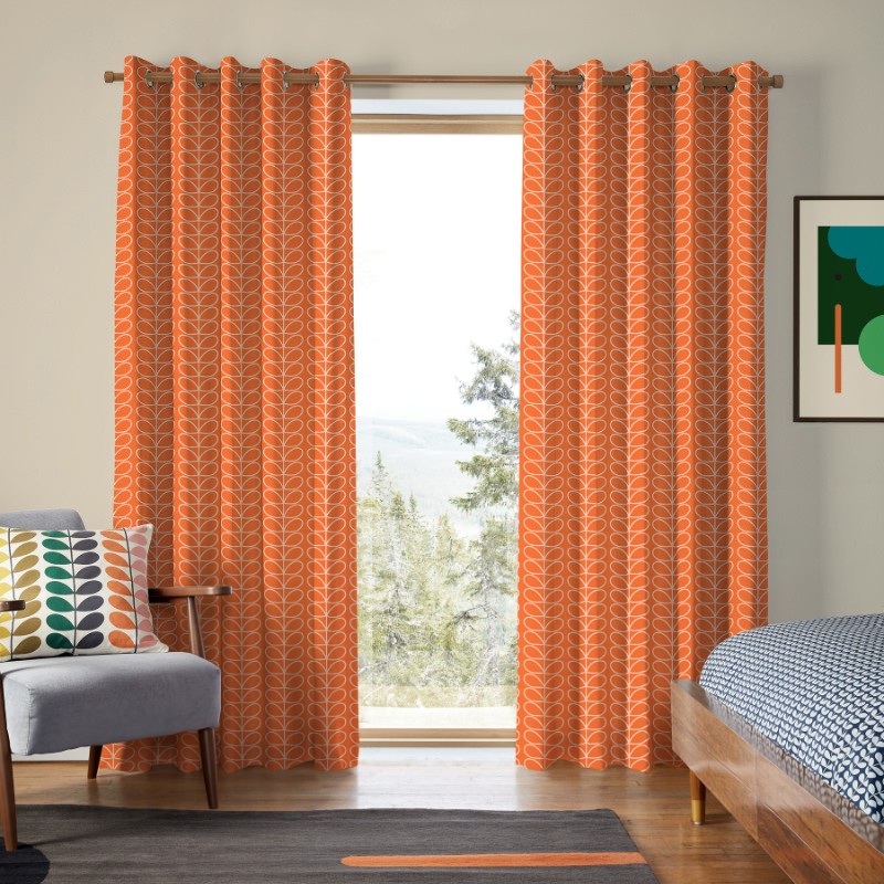 Orla Kiely Linear Stem Persimmon Curtains