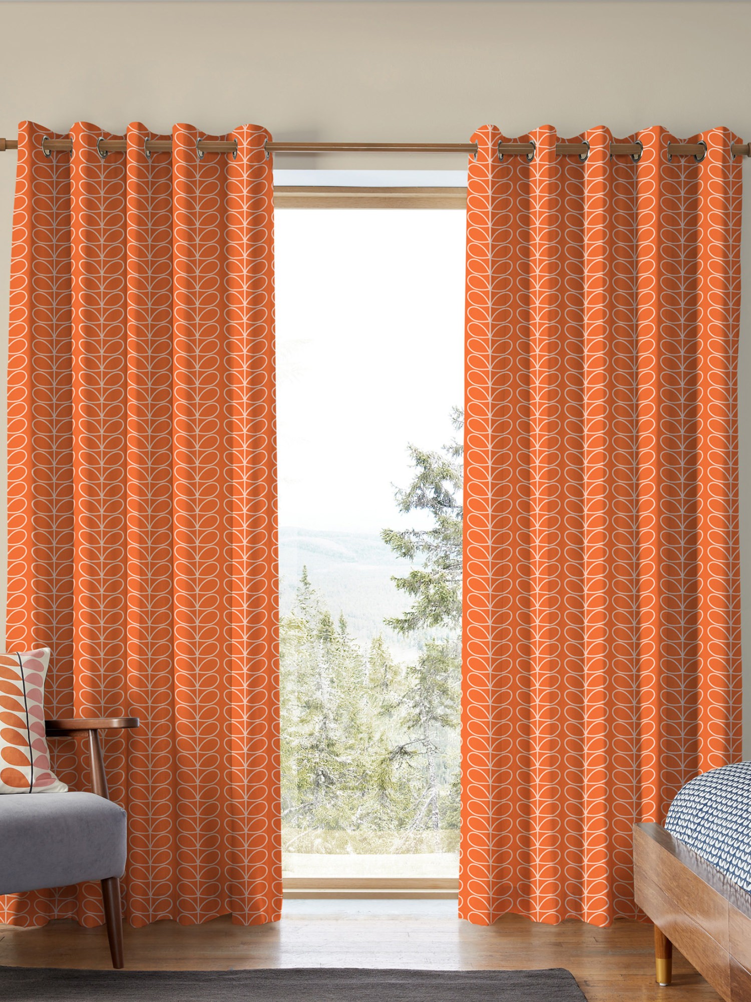 orla kiely linear stem persimmon curtains