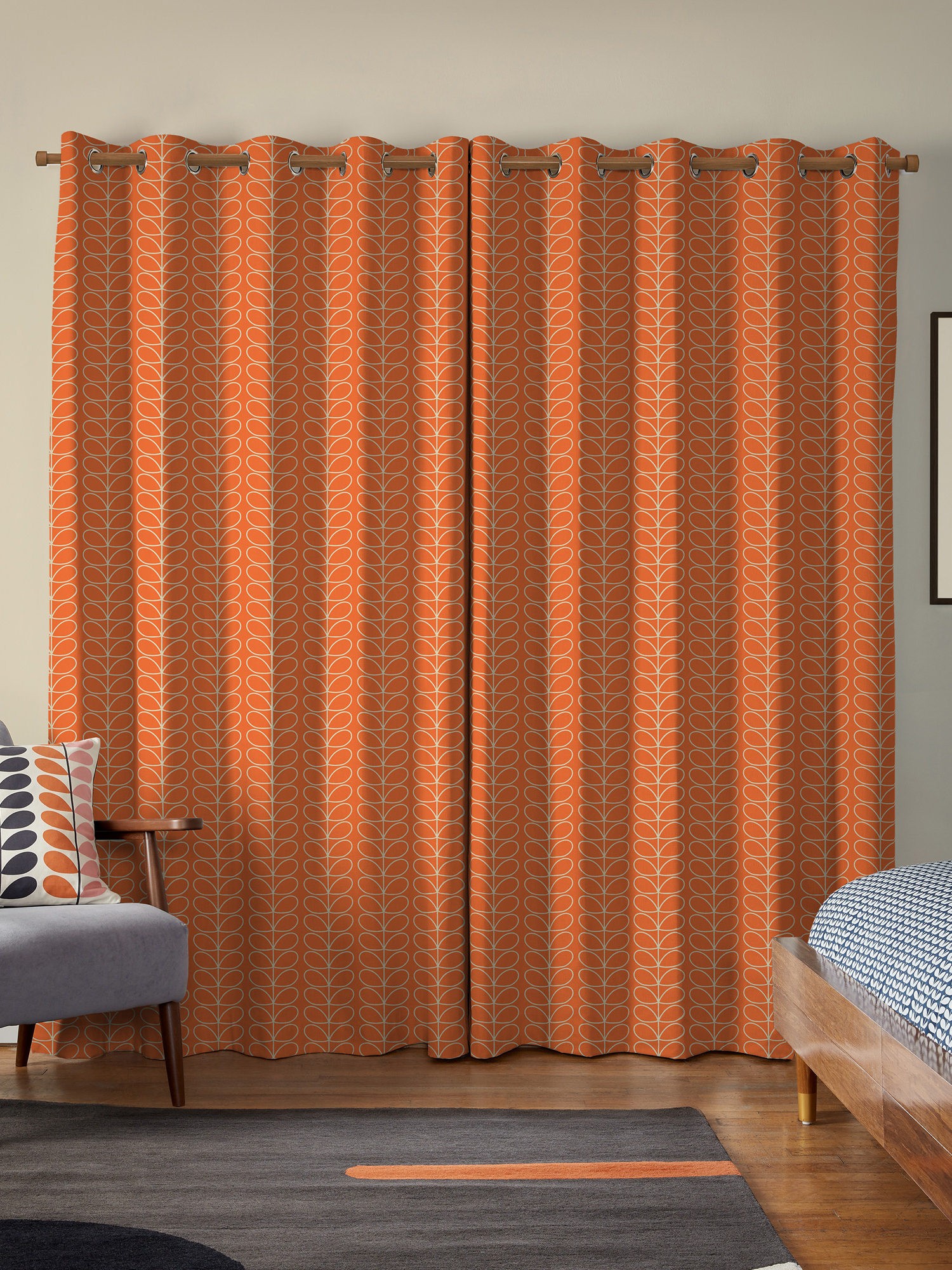 orla kiely linear stem persimmon curtains