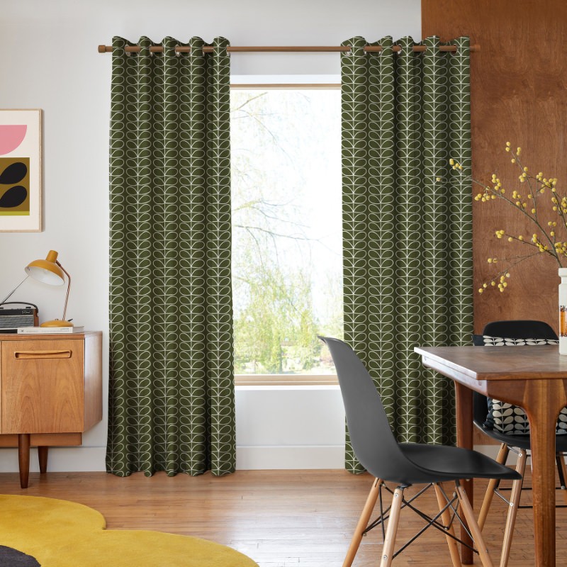 Orla Kiely Linear Stem Kelp Curtains