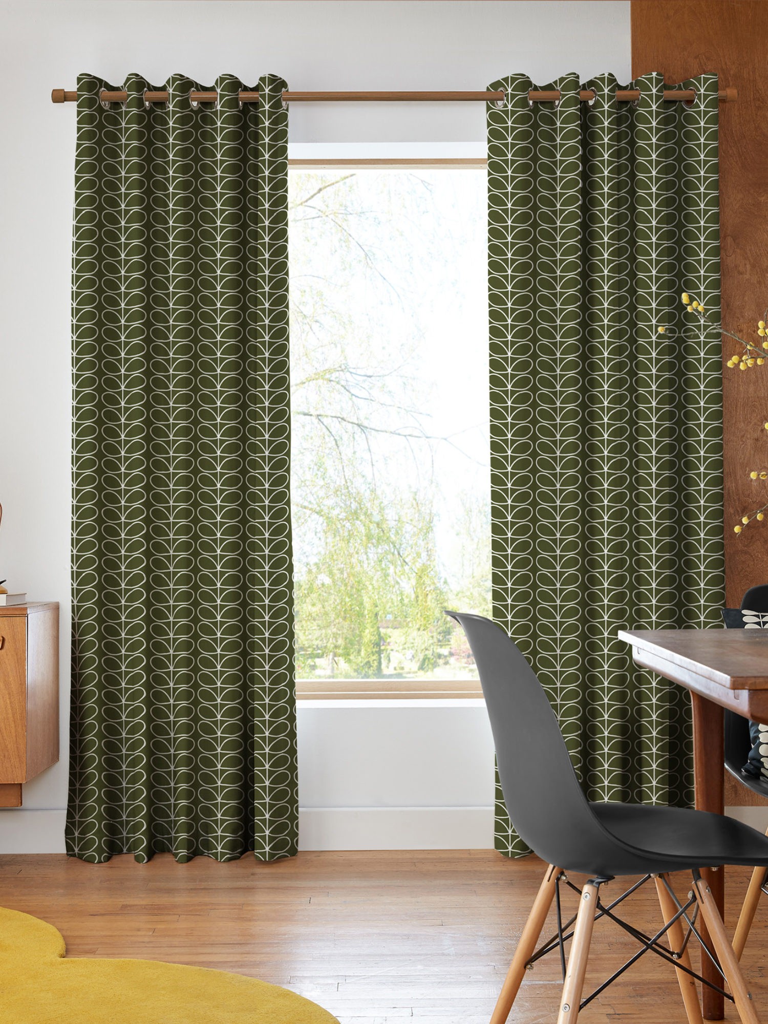 orla kiely linear stem kelp curtains