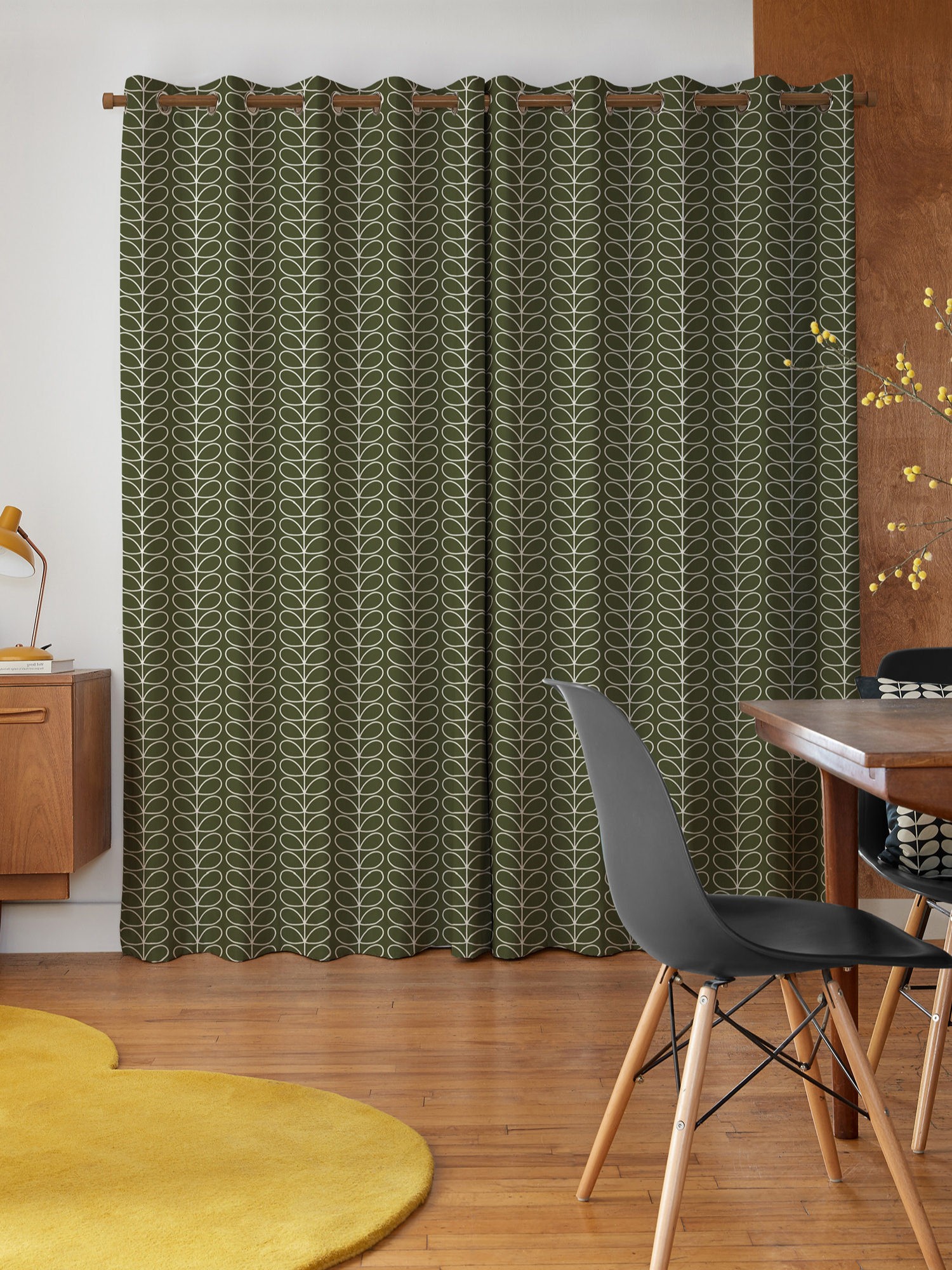 orla kiely linear stem kelp curtains