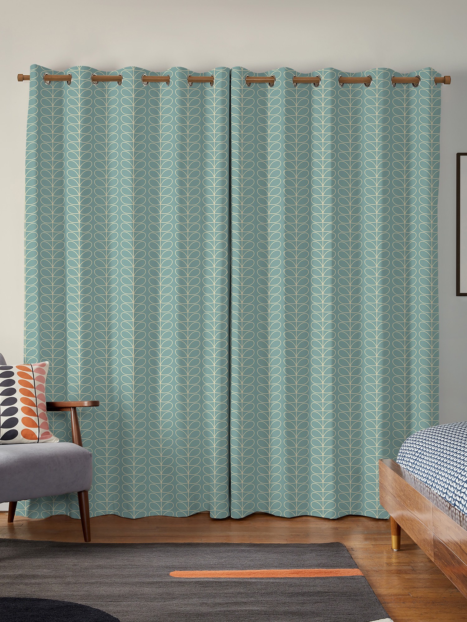 orla kiely linear stem aqua curtains