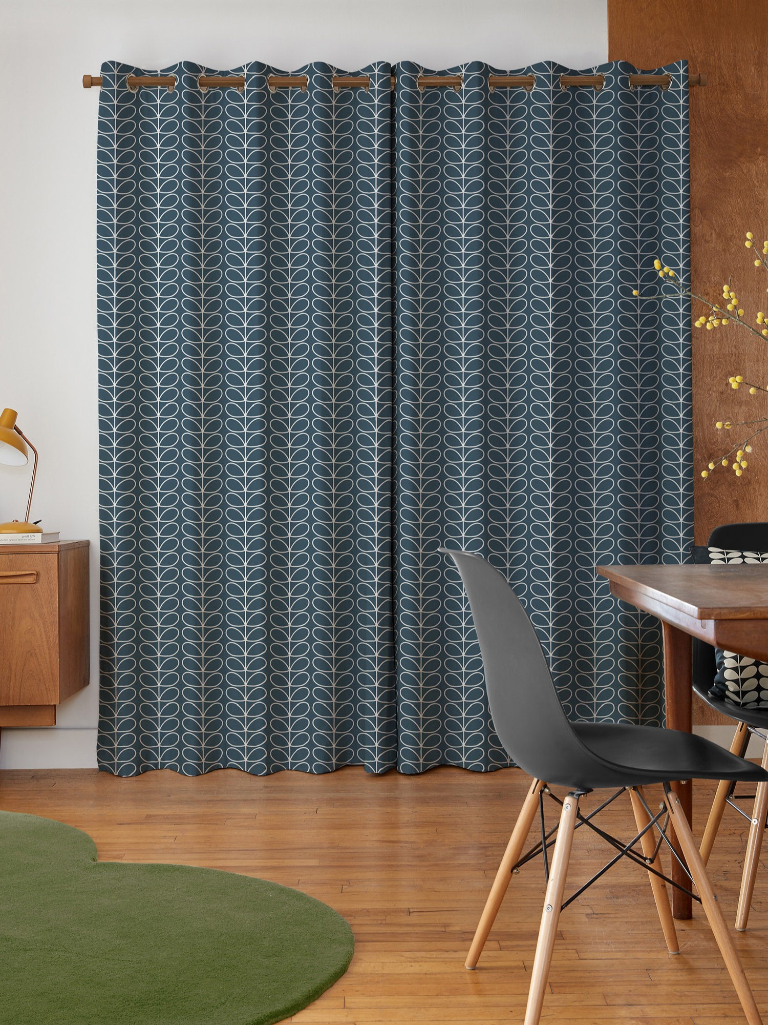 orla kiely linear stem marine curtains