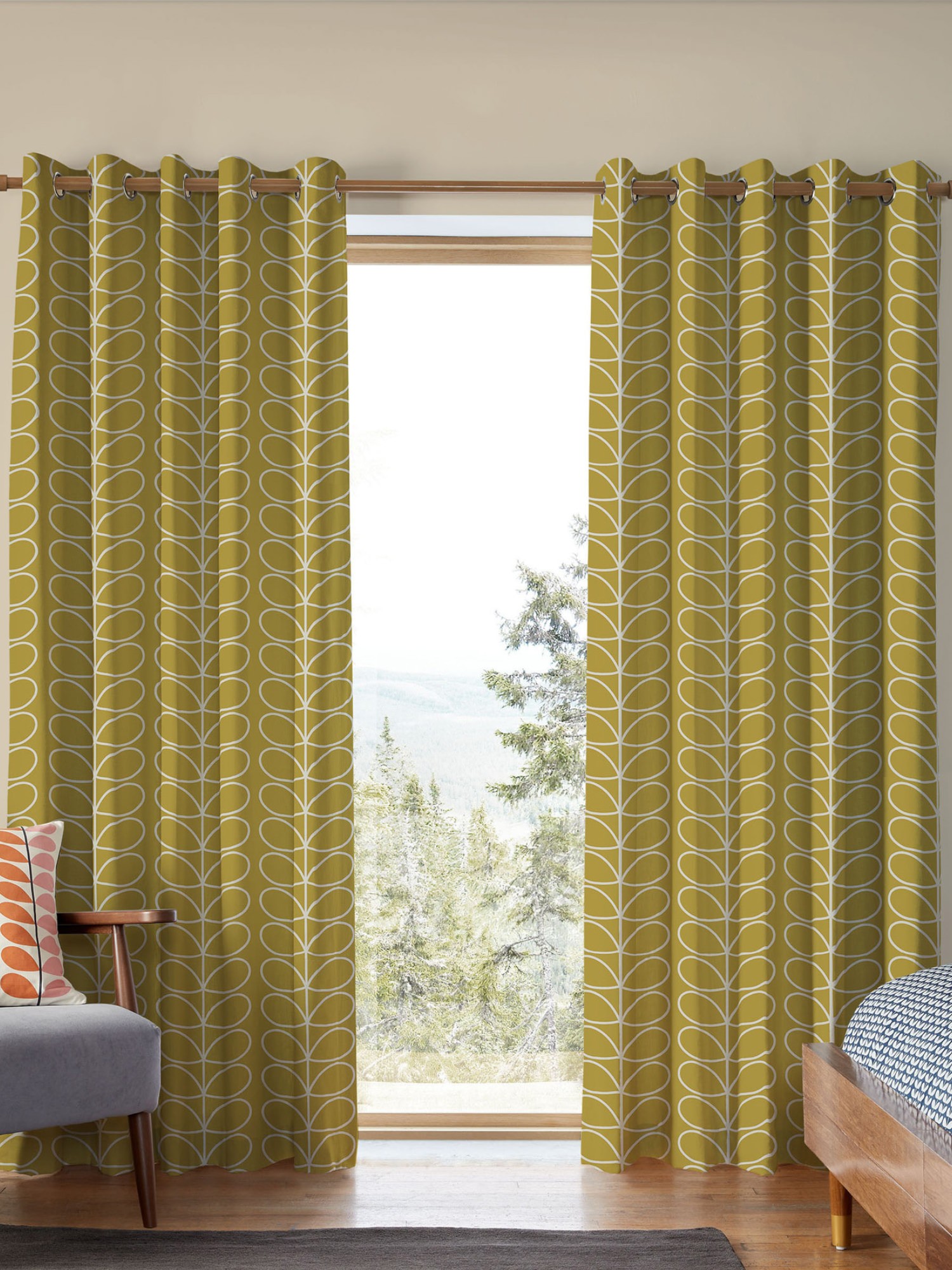 orla kiely jumbo linear stem seagrass curtains