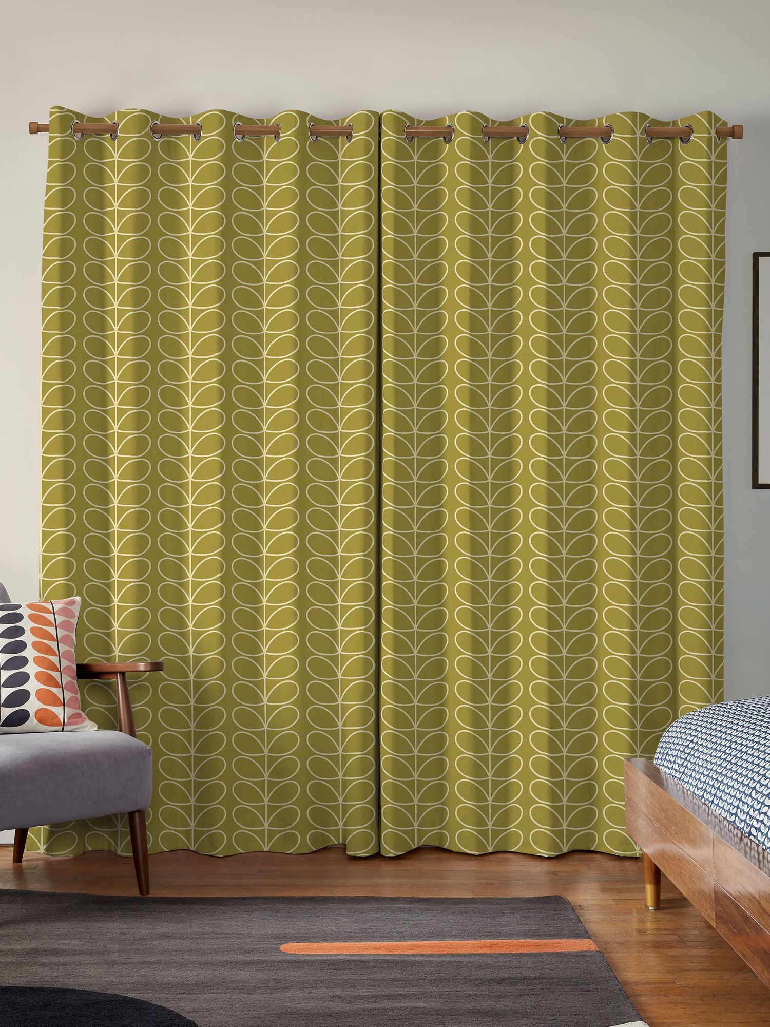 orla kiely jumbo linear stem seagrass curtains