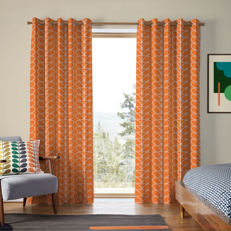 Orla Kiely Jumbo Linear Stem Persimmon Curtains