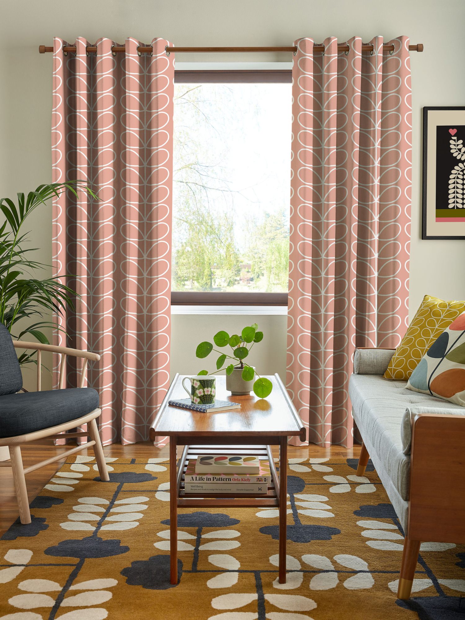 orla kiely jumbo linear stem bubblegum curtains