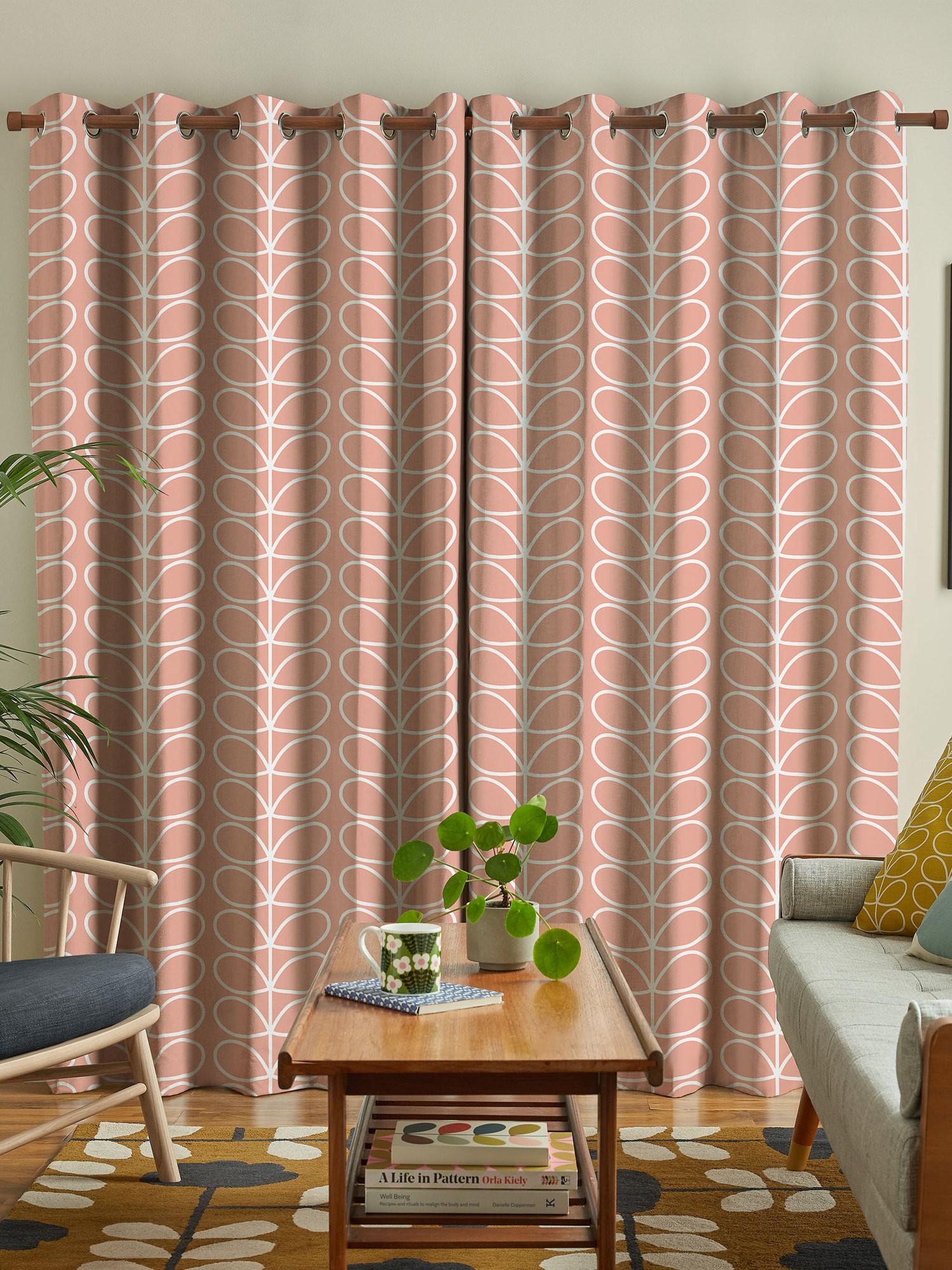 orla kiely jumbo linear stem bubblegum curtains