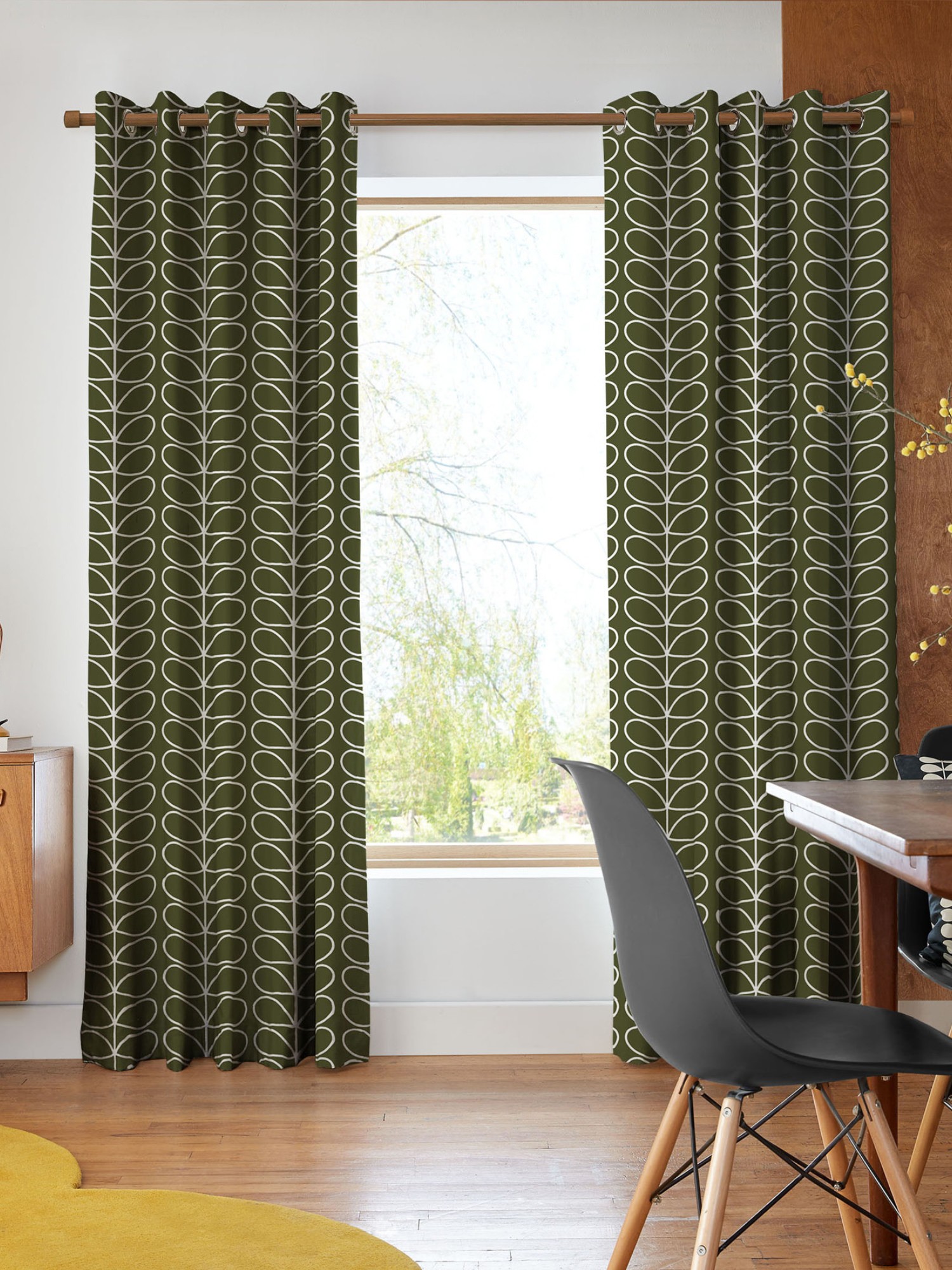 orla kiely jumbo linear stem kelp curtains