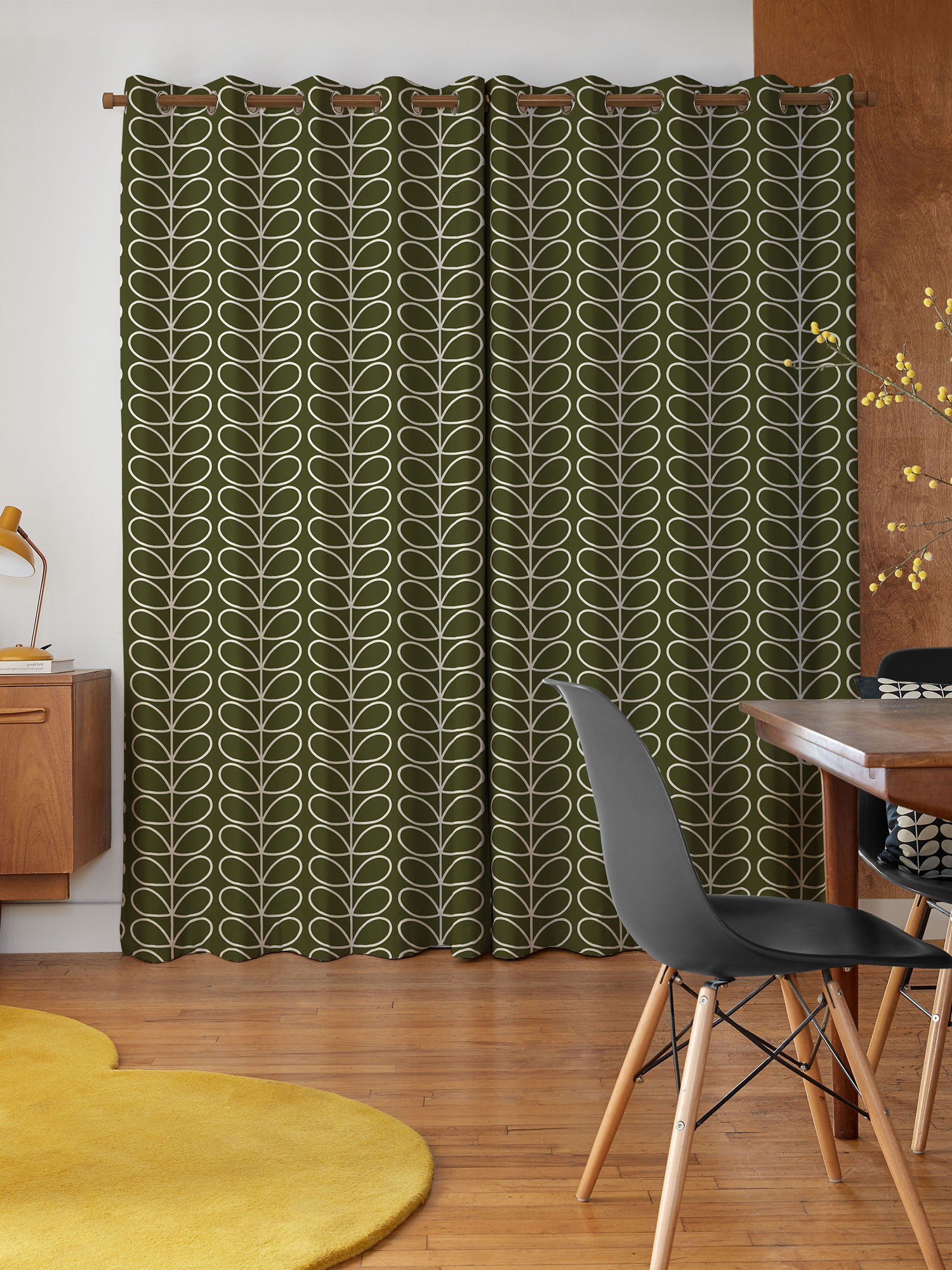 orla kiely jumbo linear stem kelp curtains