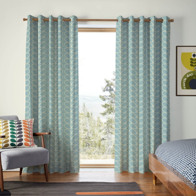 Orla Kiely Jumbo Linear Stem Aqua Curtains