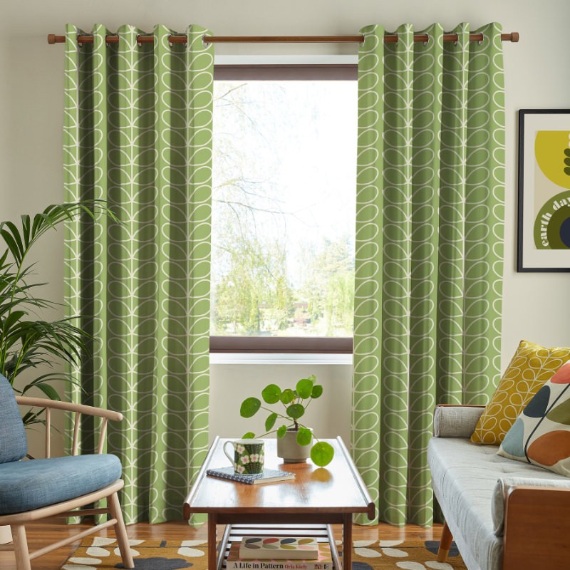 Orla Kiely Jumbo Linear Stem Chalky Green Curtains
