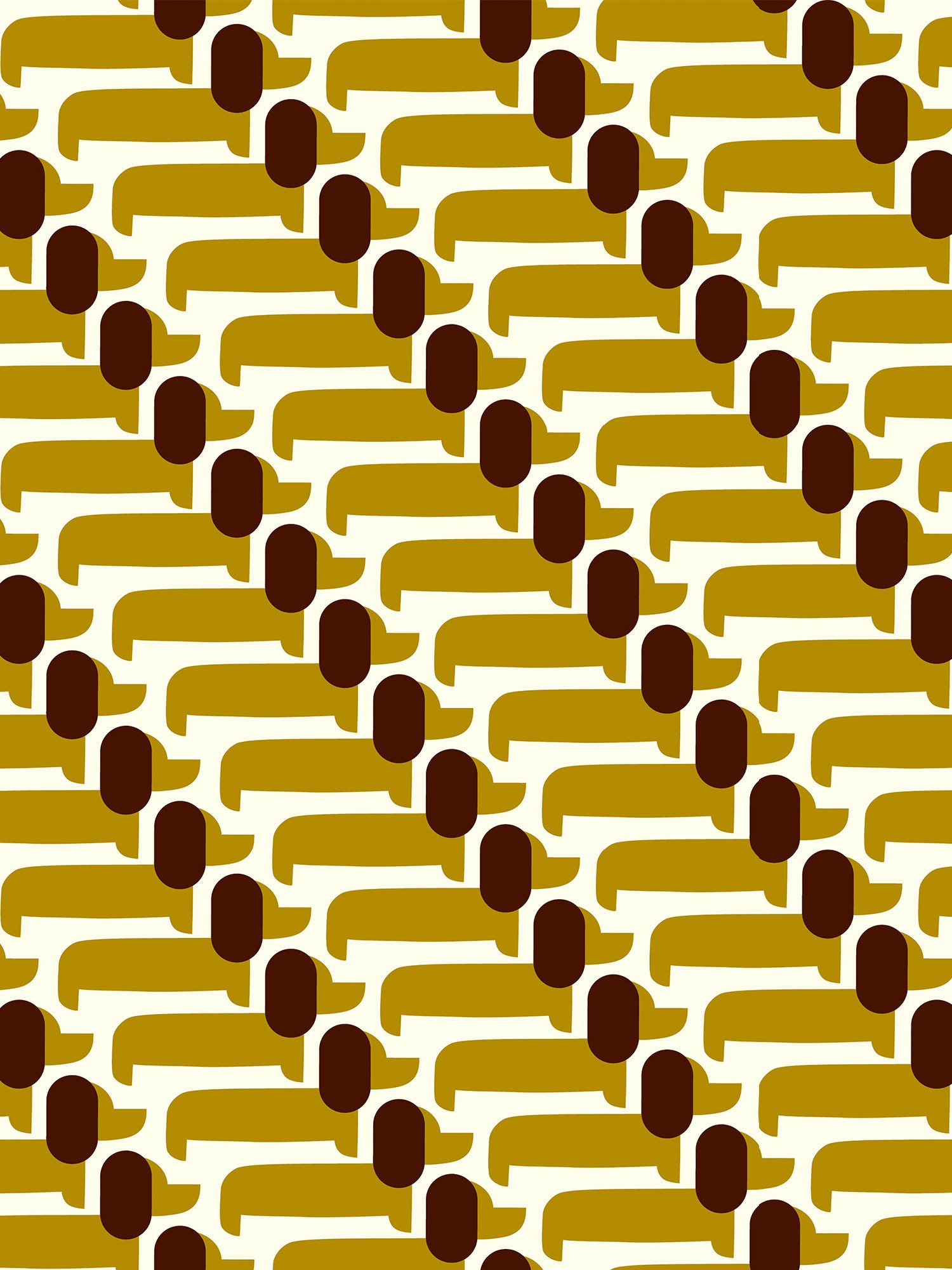 orla kiely dog show yellow curtains