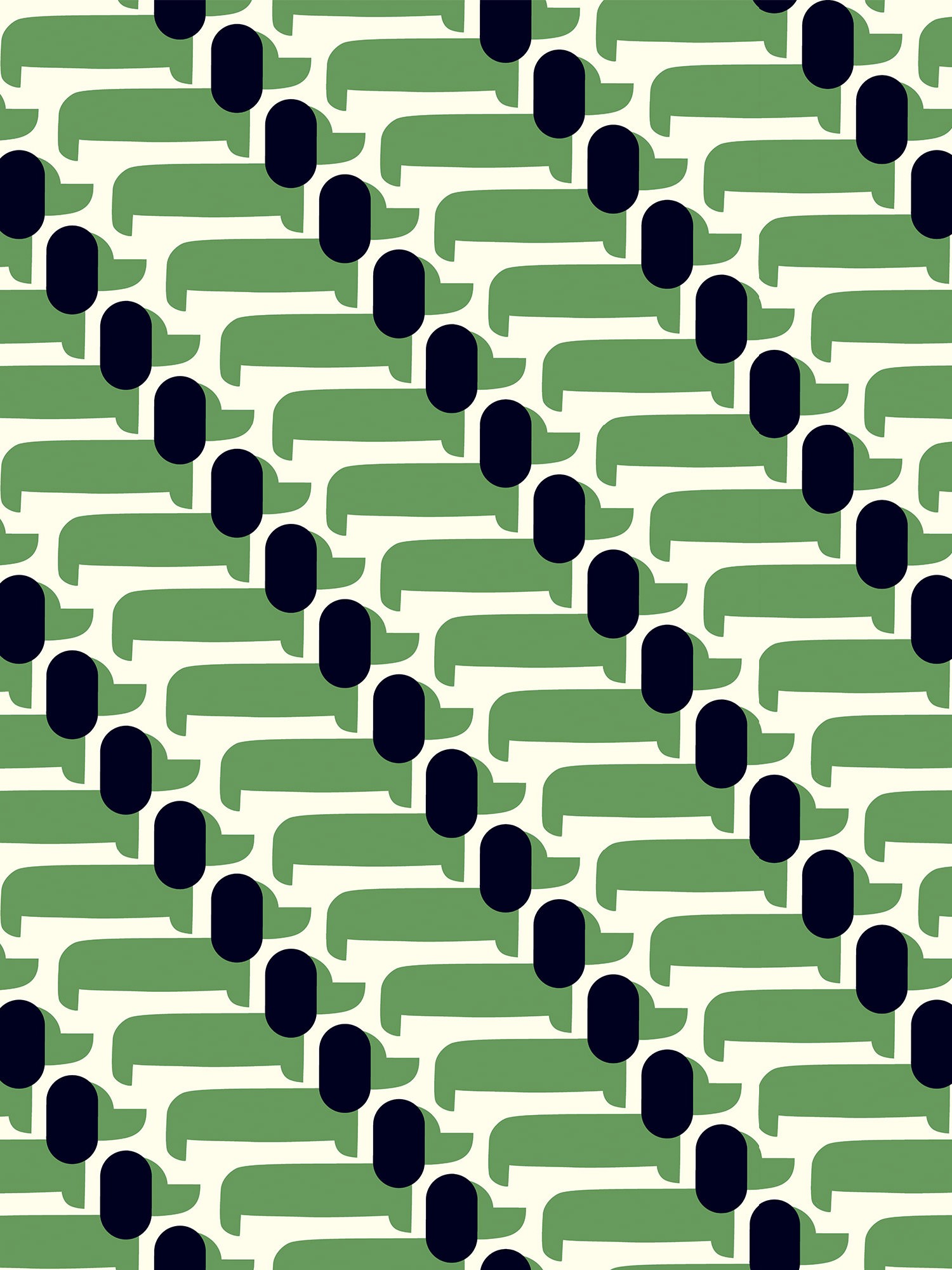 orla kiely dog show green curtains
