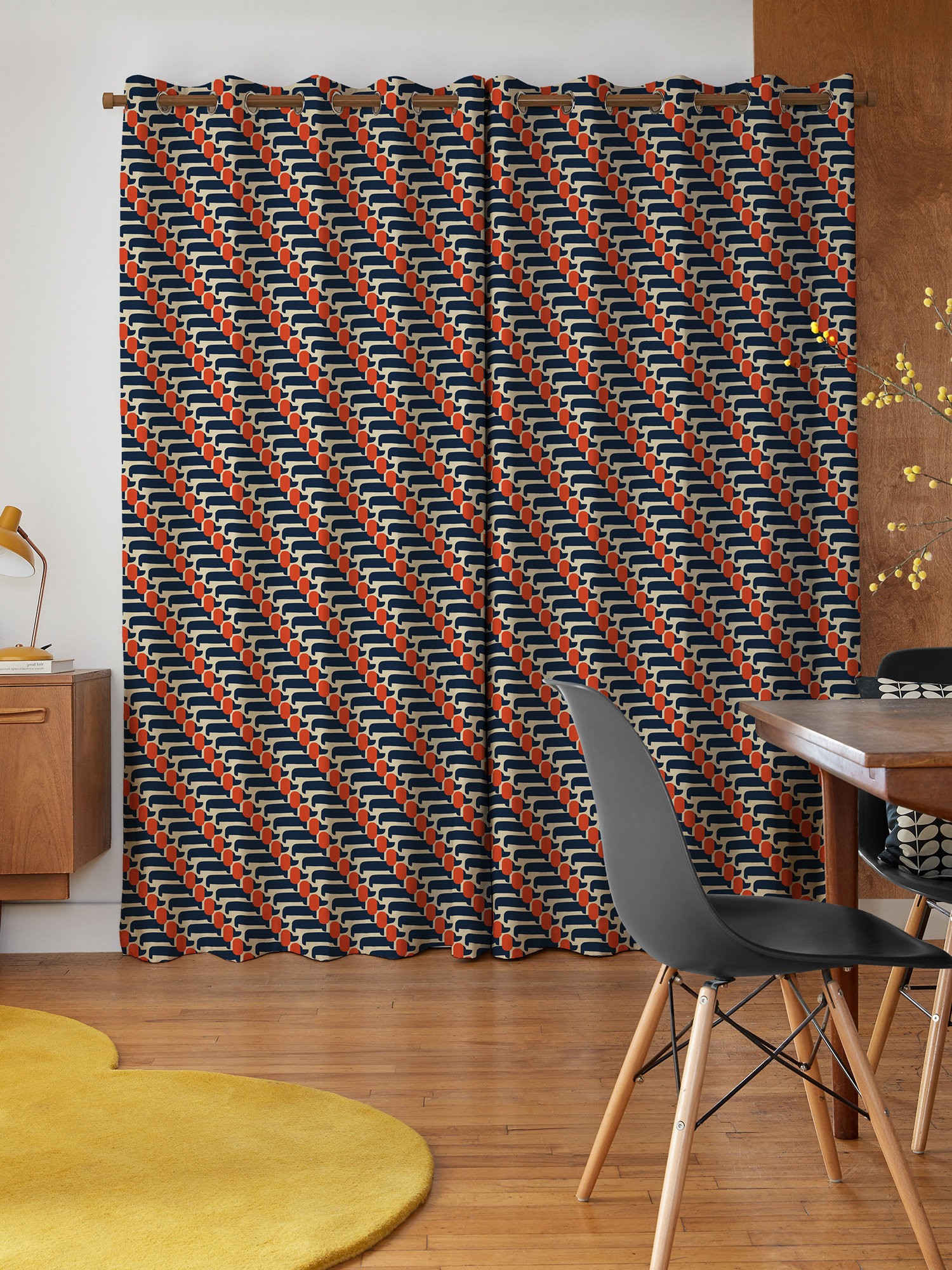 orla kiely dog show whale curtains