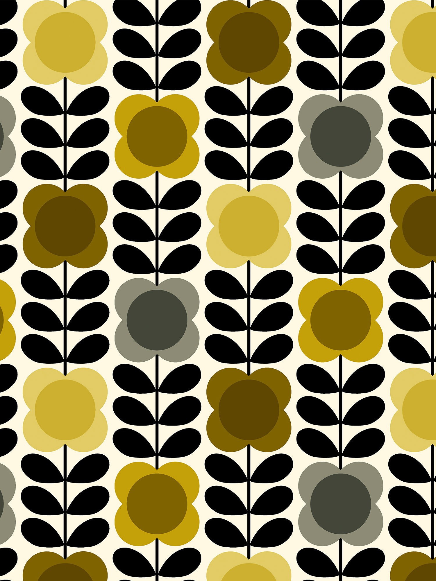 orla kiely spot flower stem yellow & grey curtains