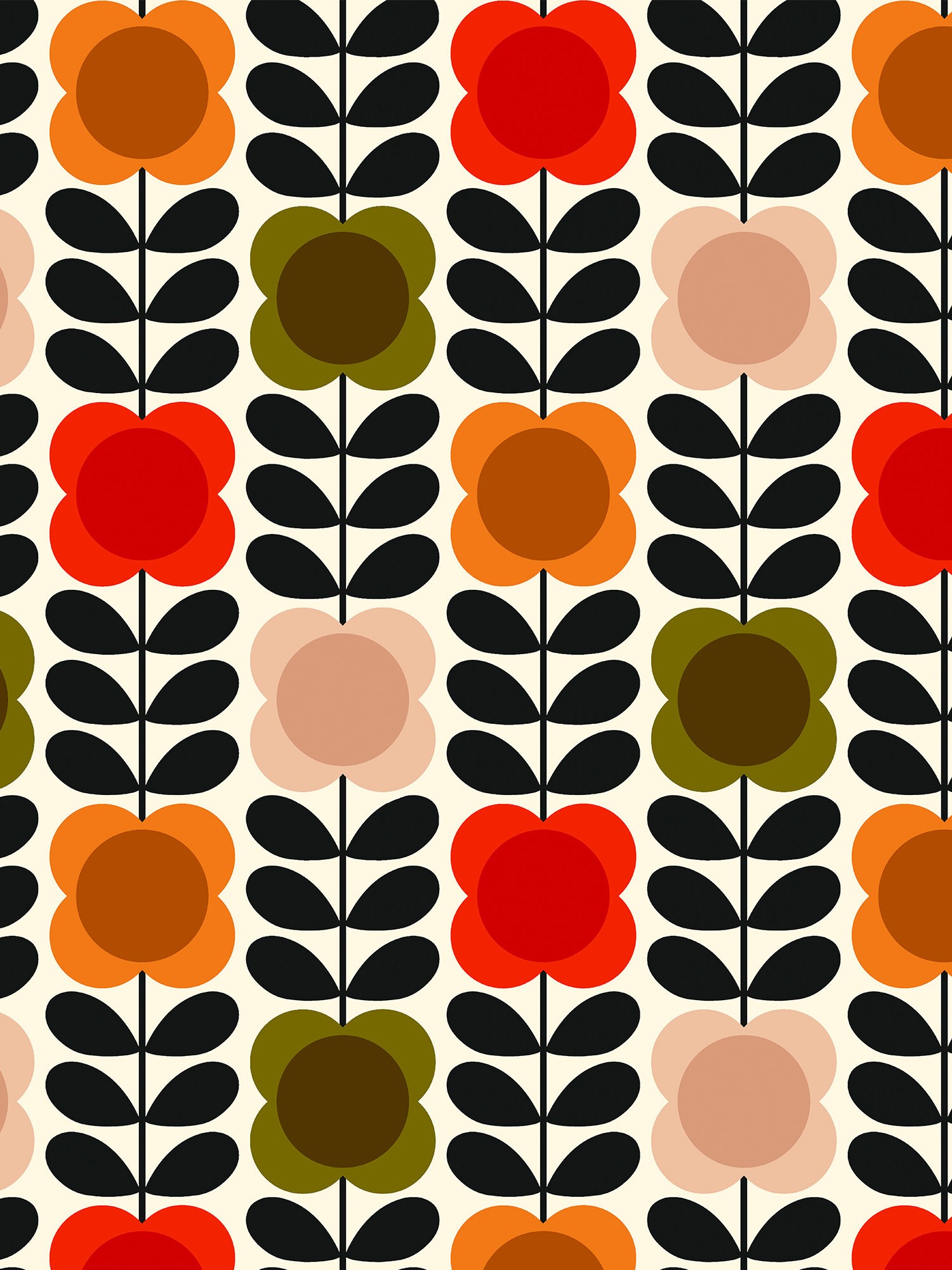 orla kiely spot flower stem tomato & pink curtains